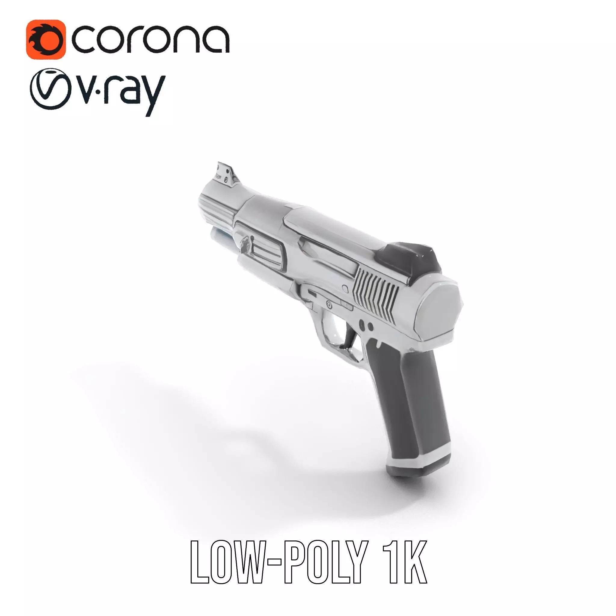 Futuristic Silver Blaster model pack Low-poly 3D model_7