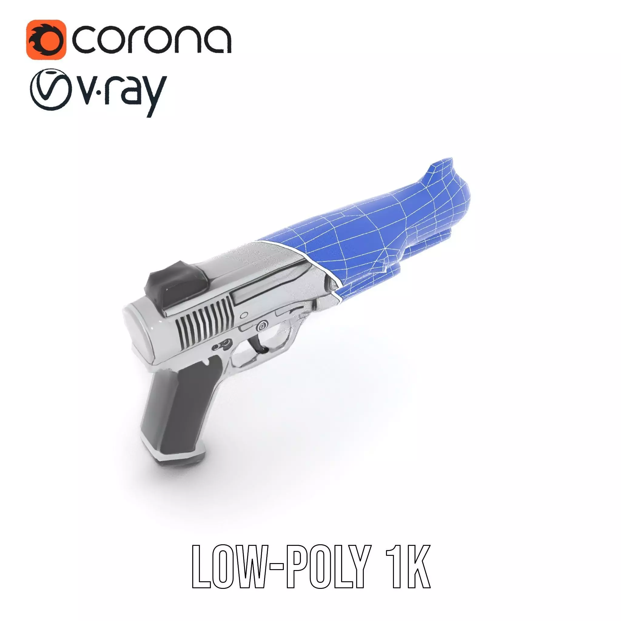 Futuristic Silver Blaster model pack Low-poly 3D model_30