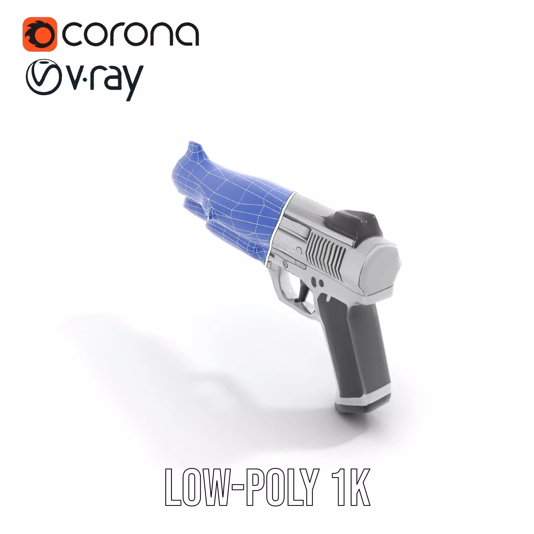 Futuristic Silver Blaster model pack Low-poly 3D model_24