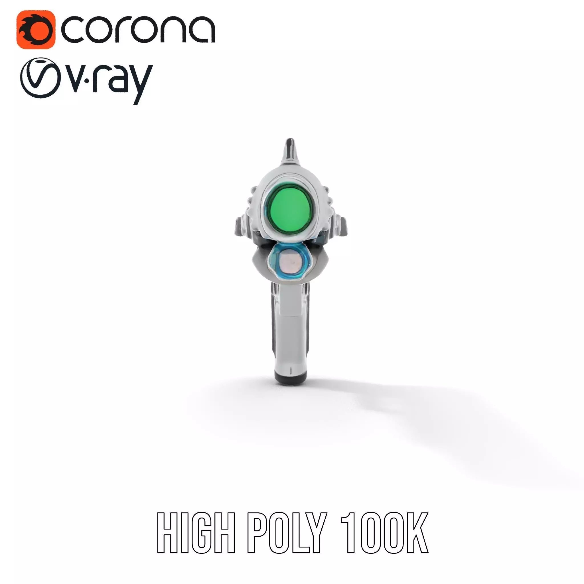 Futuristic Silver Blaster model pack Low-poly 3D model_25