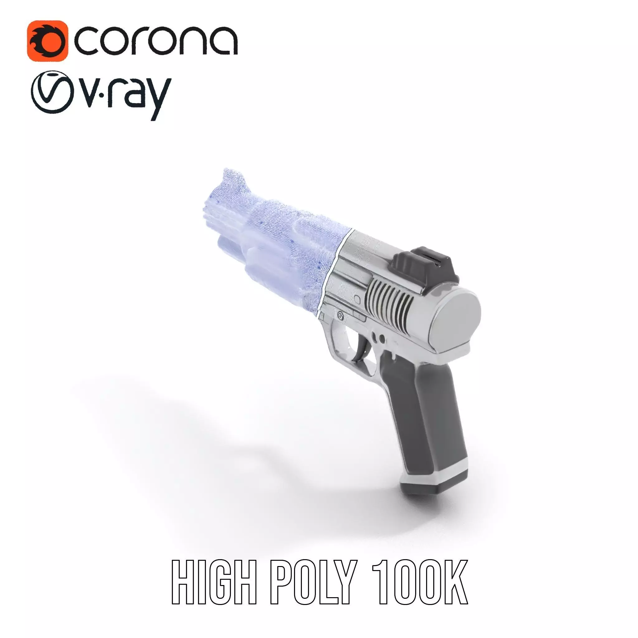 Futuristic Silver Blaster model pack Low-poly 3D model_32