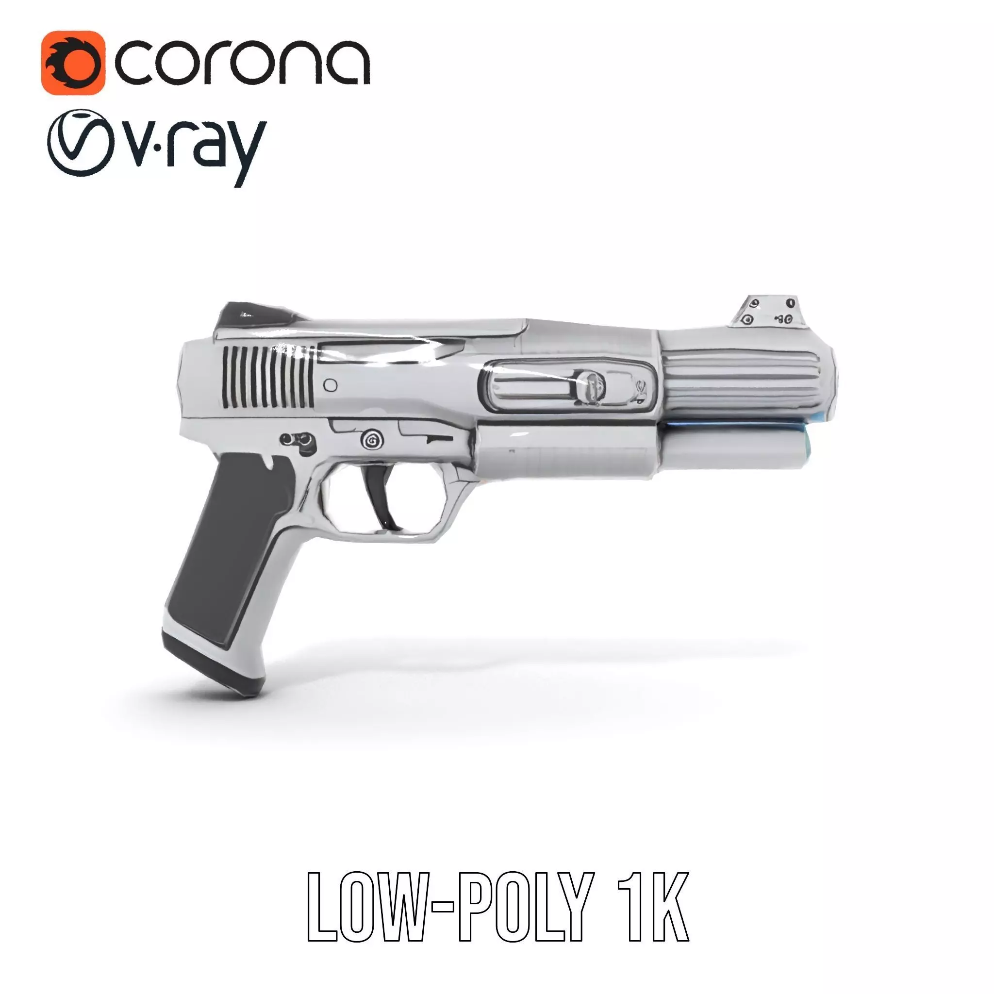 Futuristic Silver Blaster model pack Low-poly 3D model_12