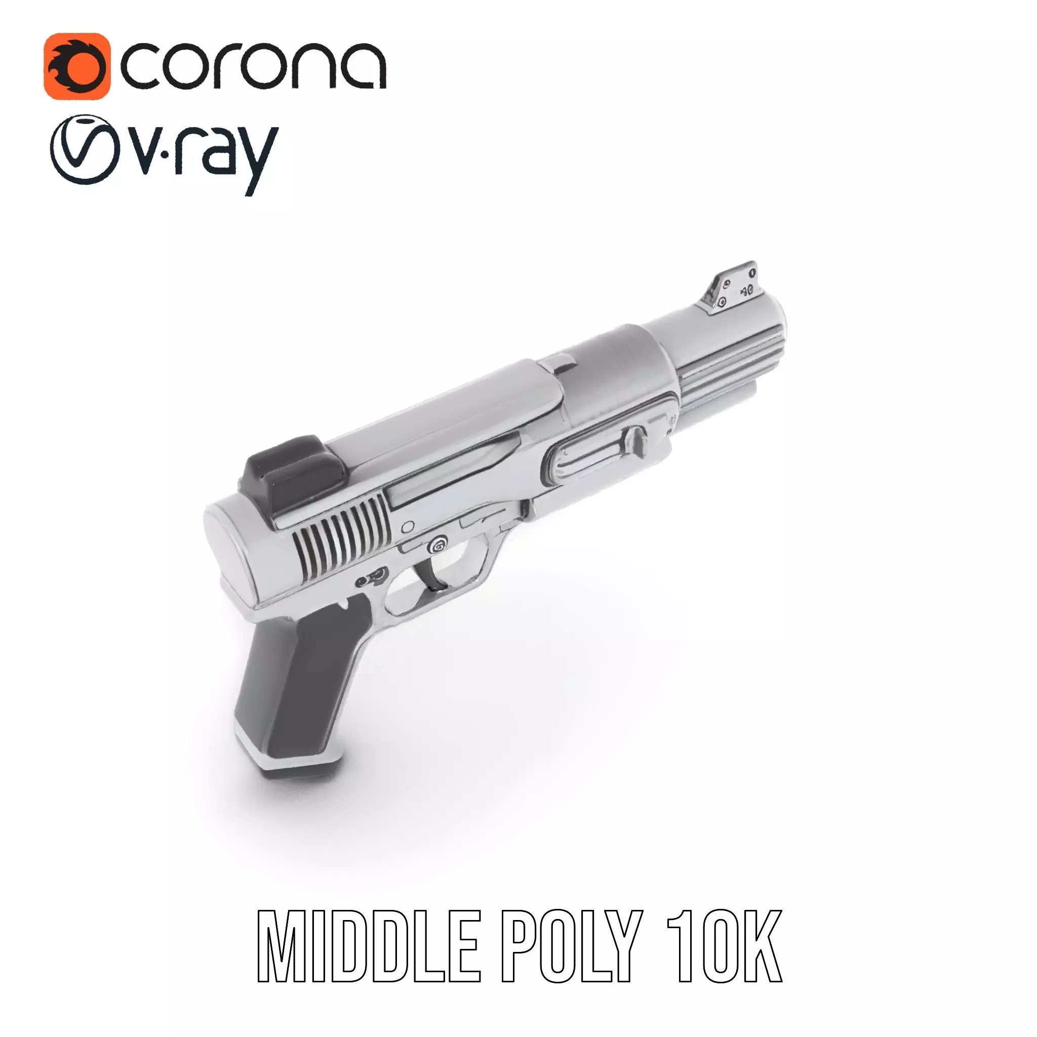 Futuristic Silver Blaster model pack Low-poly 3D model_11