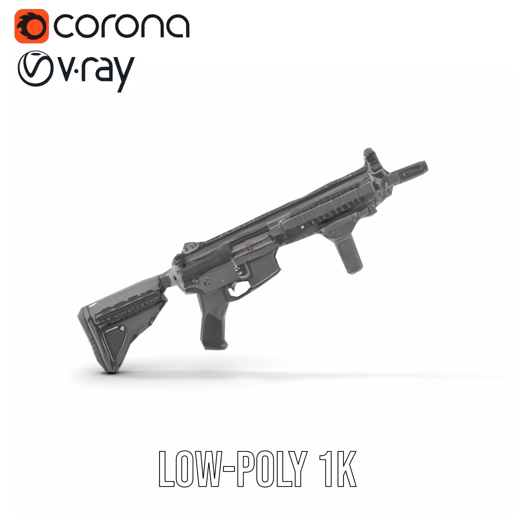 Tactical Black Rifle model pack Low-poly 3D model_8