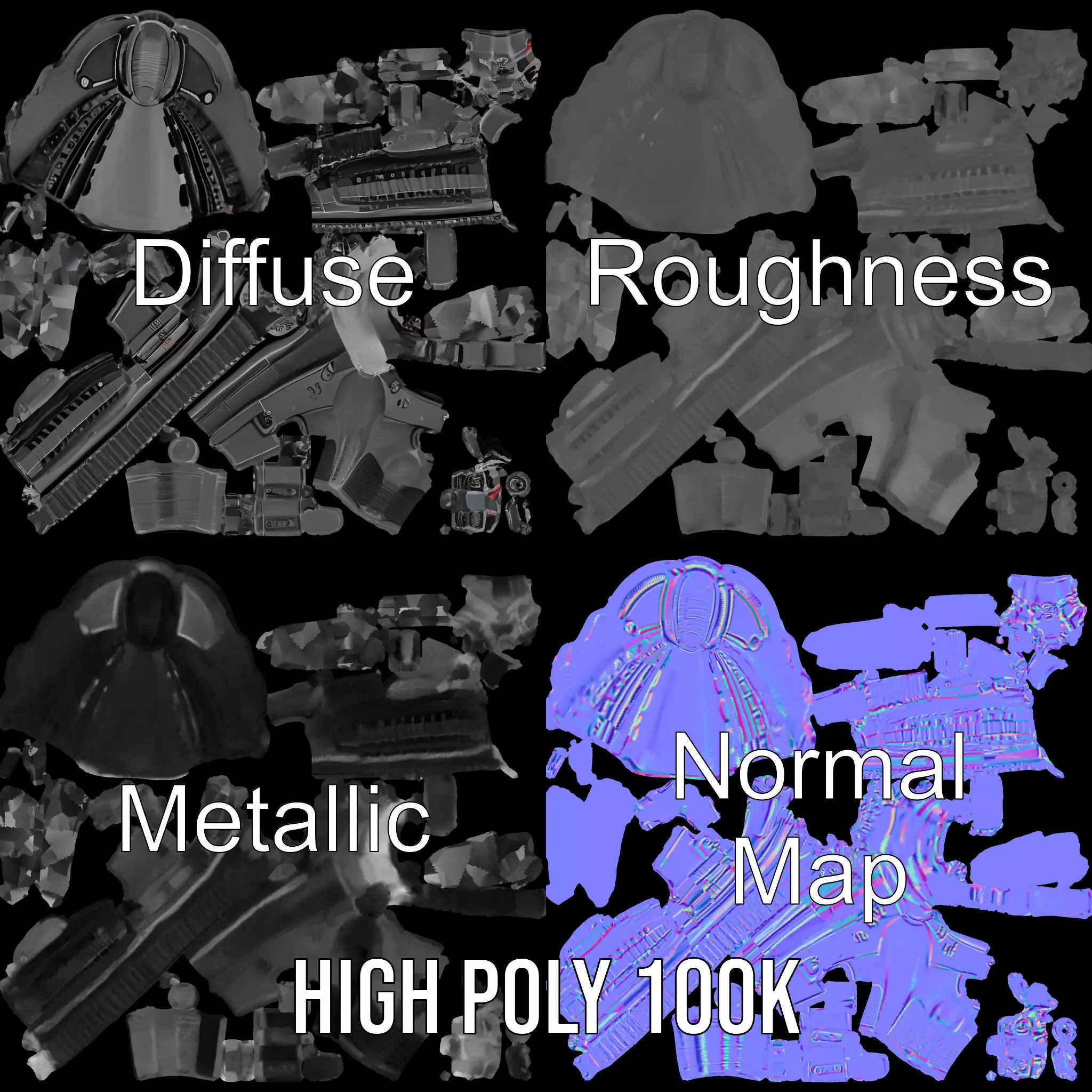 Tactical Black Rifle model pack Low-poly 3D model_3