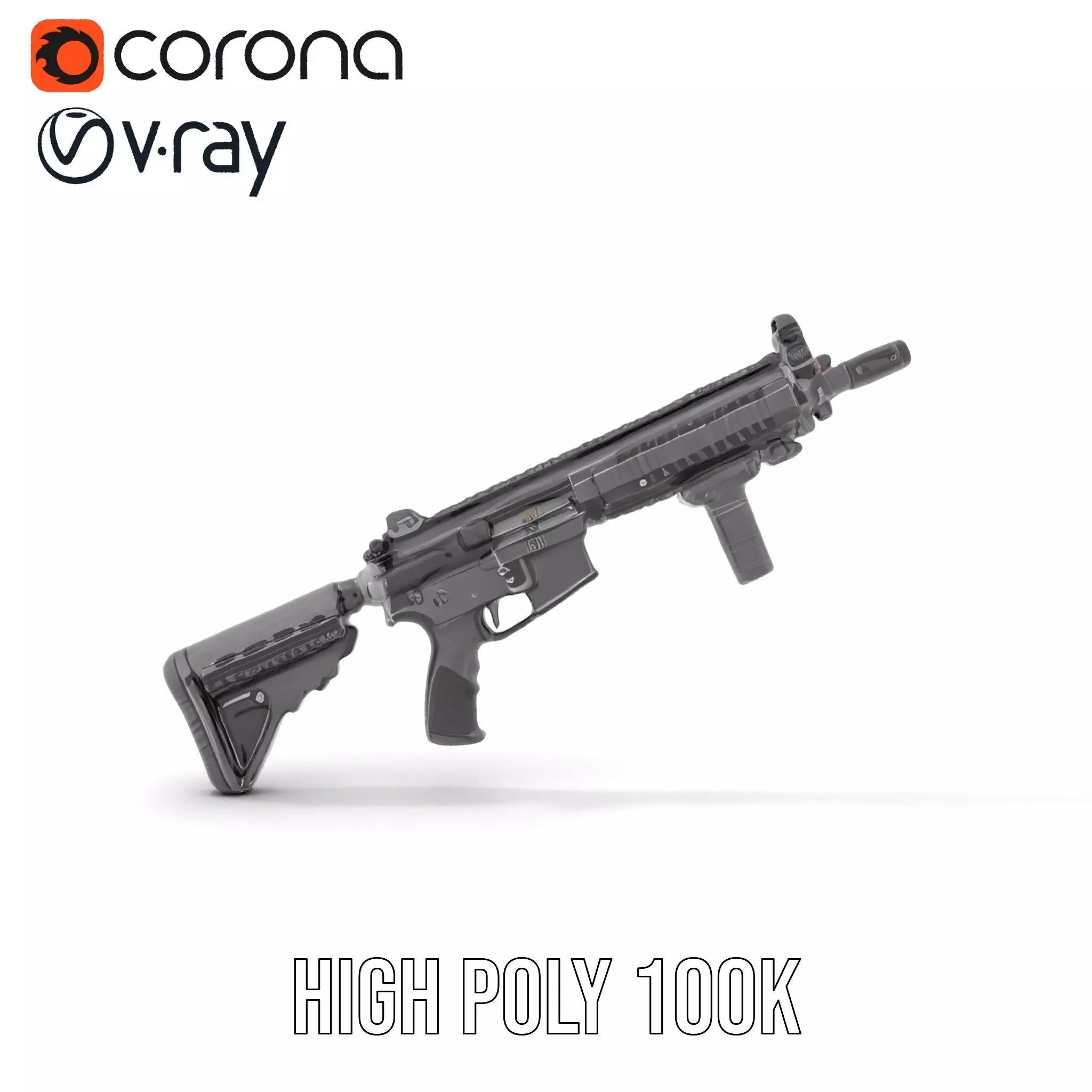 Tactical Black Rifle model pack Low-poly 3D model_26