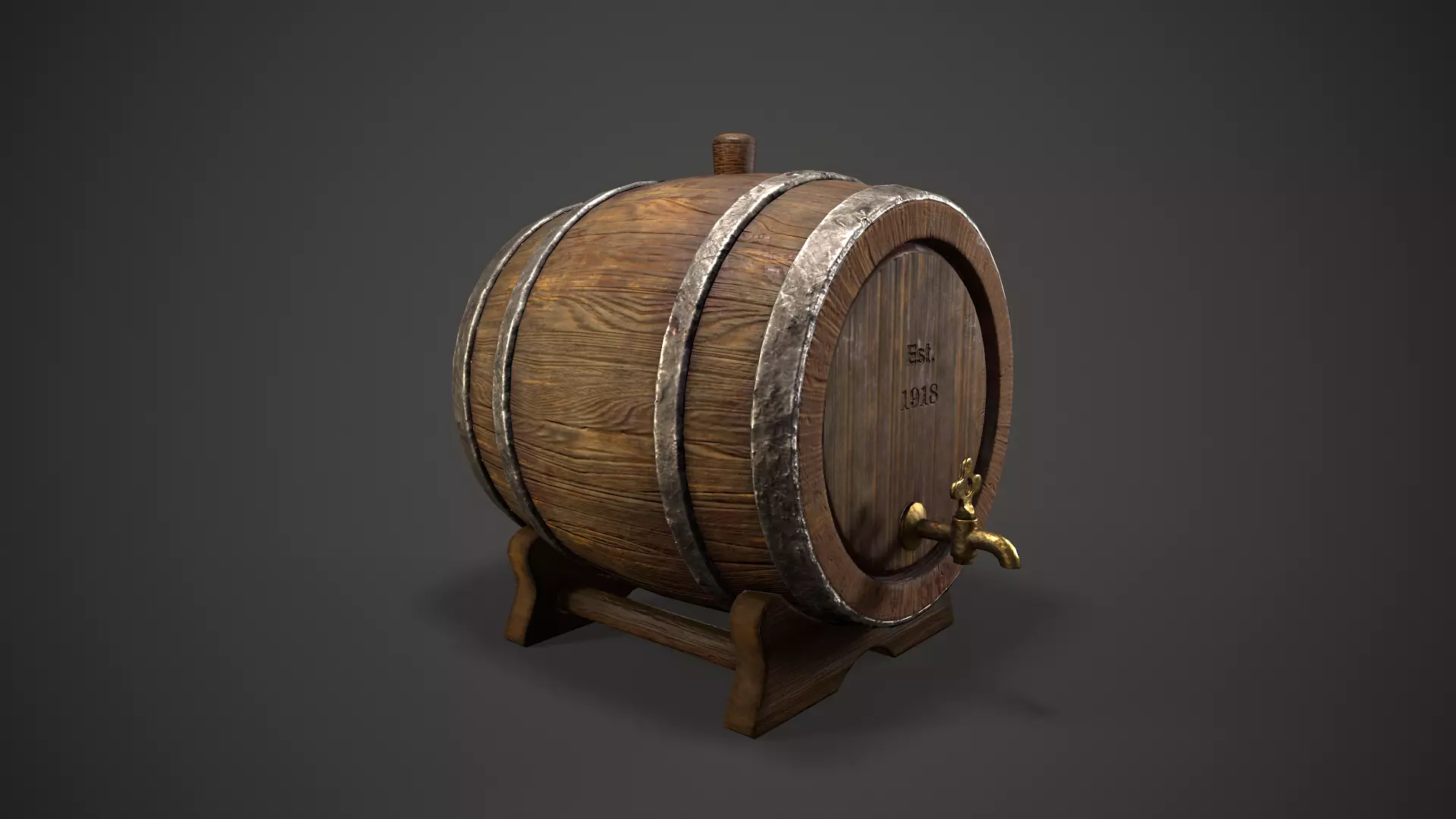 Old wine Barrel Low-poly 3D model