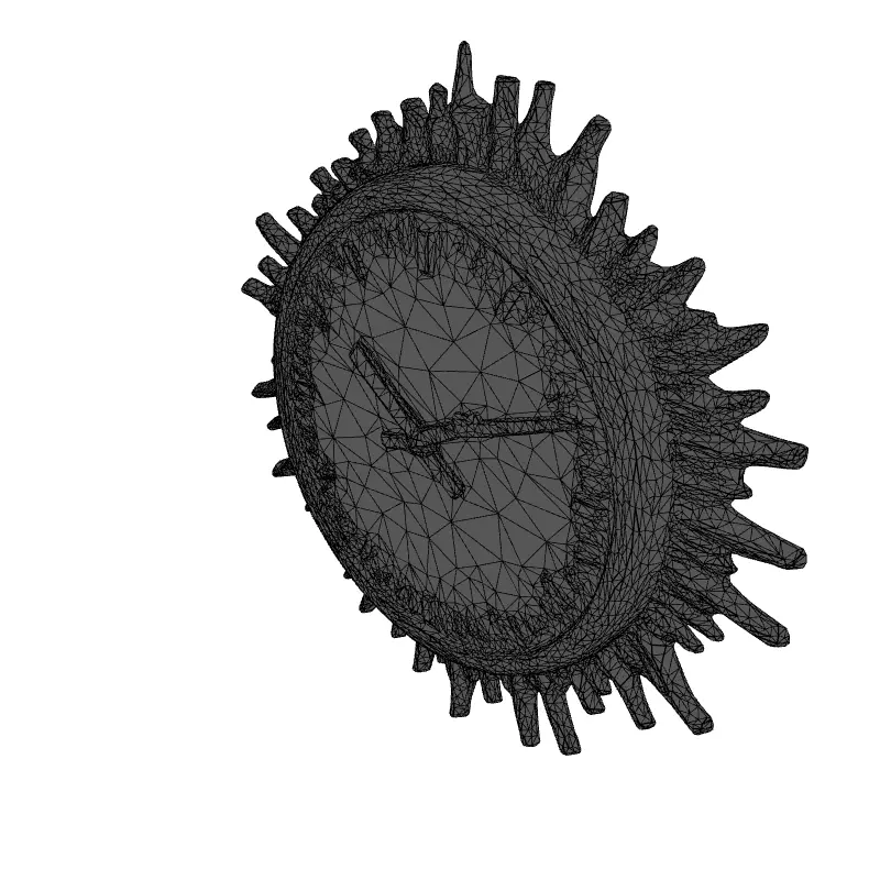 Modern Sunburst Wall Clock 3D Model Low-poly 3D model_9