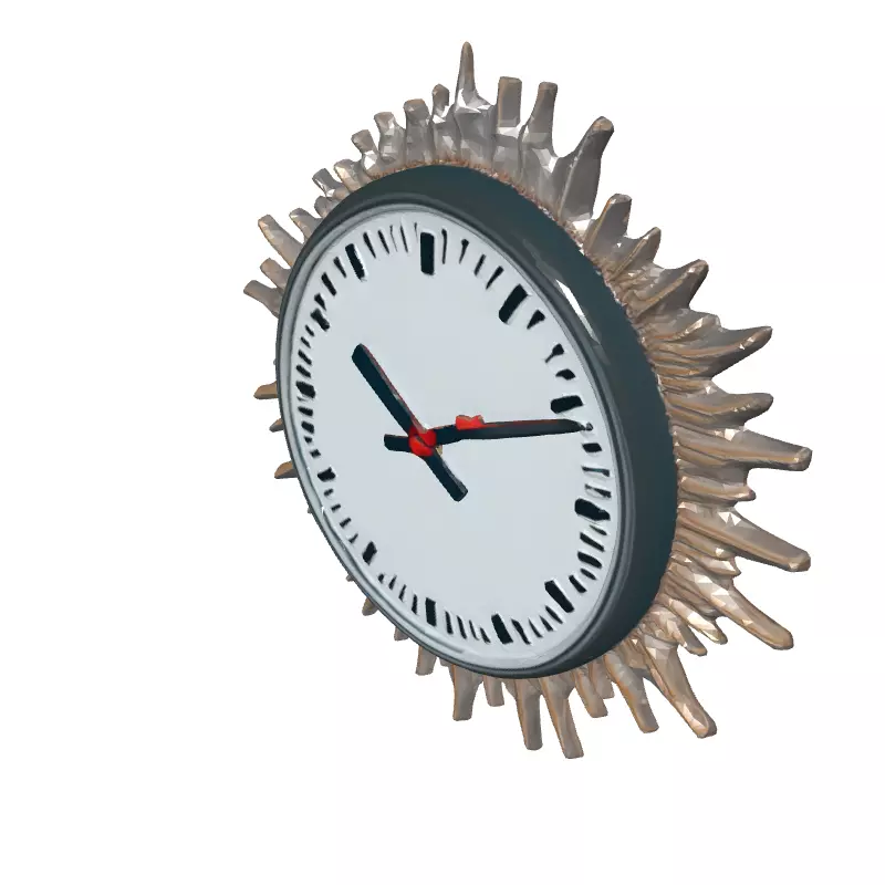 Modern Sunburst Wall Clock 3D Model Low-poly 3D model_2