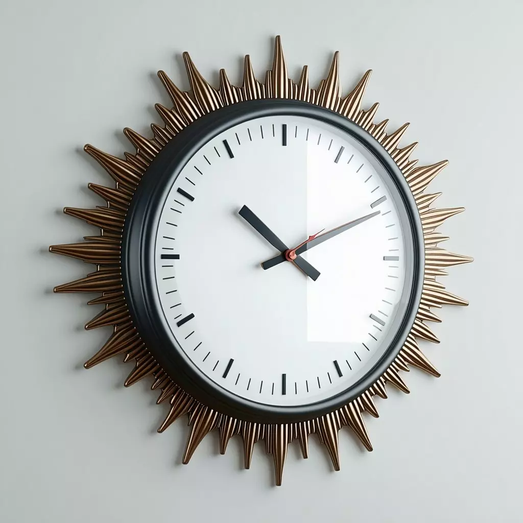 Modern Sunburst Wall Clock 3D Model Low-poly 3D model_0