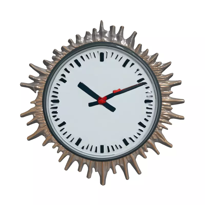 Modern Sunburst Wall Clock 3D Model Low-poly 3D model_4