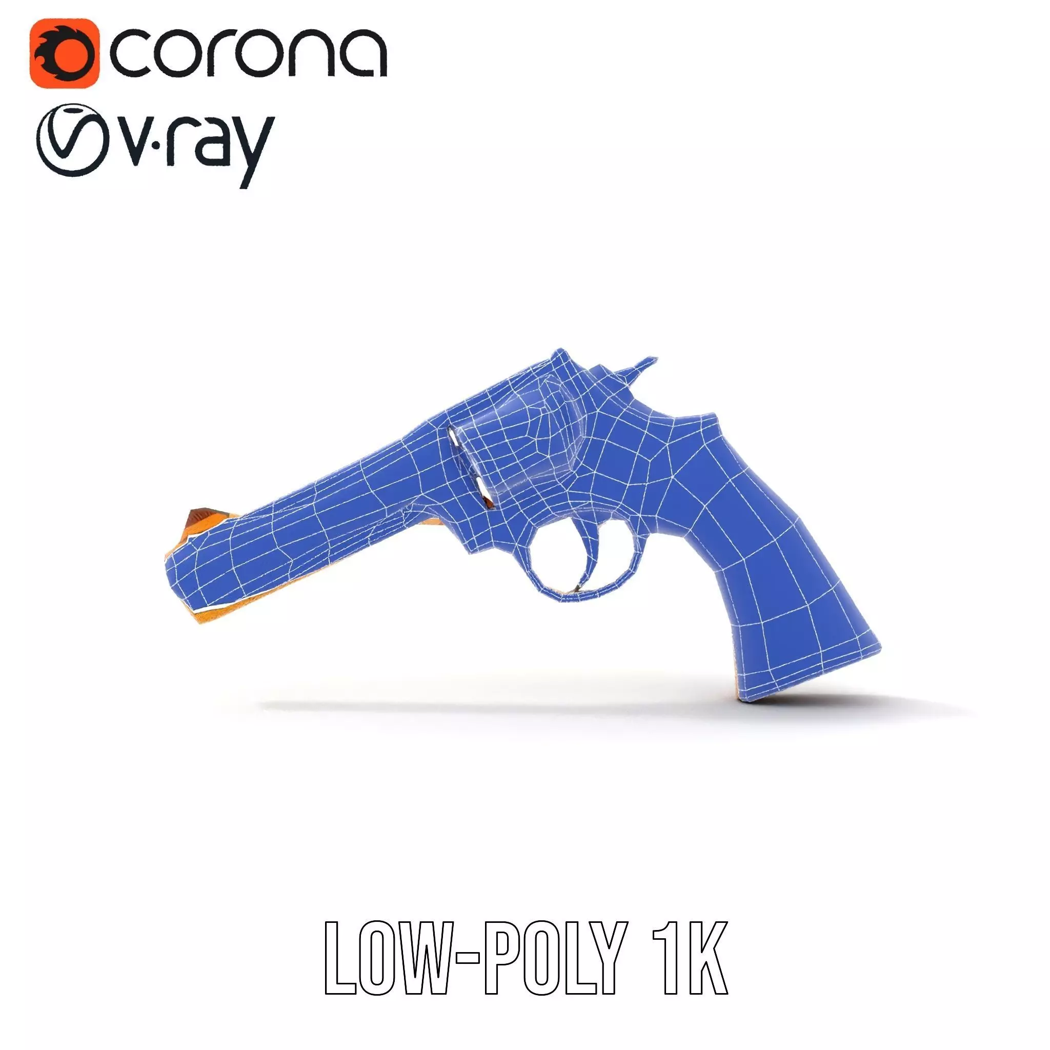 Gold Revolver Engraved model pack Low-poly 3D model_24