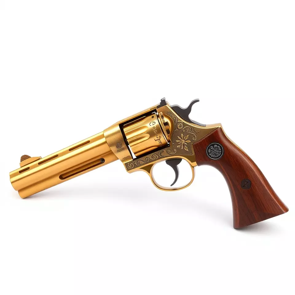Gold Revolver Engraved model pack Low-poly 3D model_2