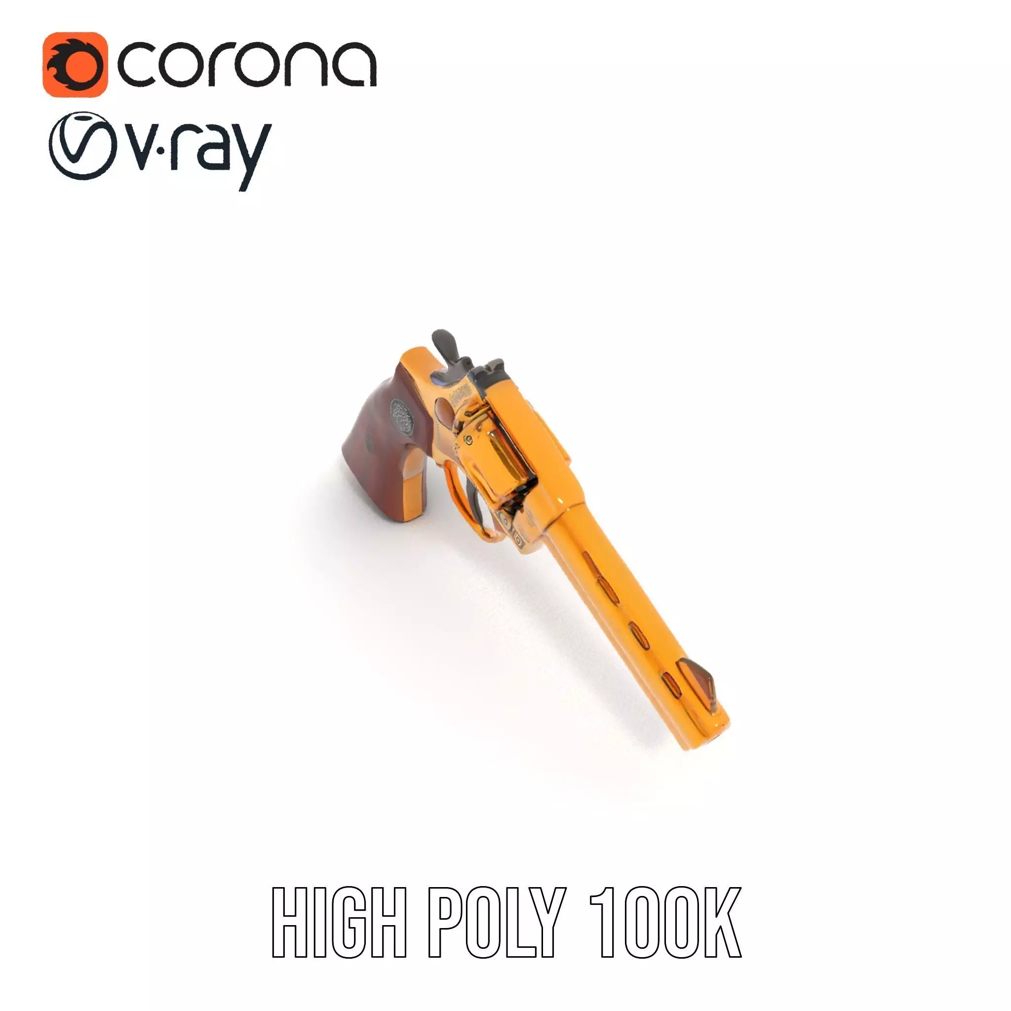 Gold Revolver Engraved model pack Low-poly 3D model_20