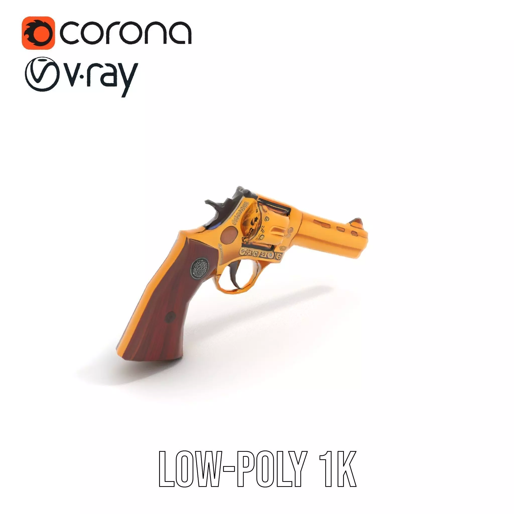 Gold Revolver Engraved model pack Low-poly 3D model_27