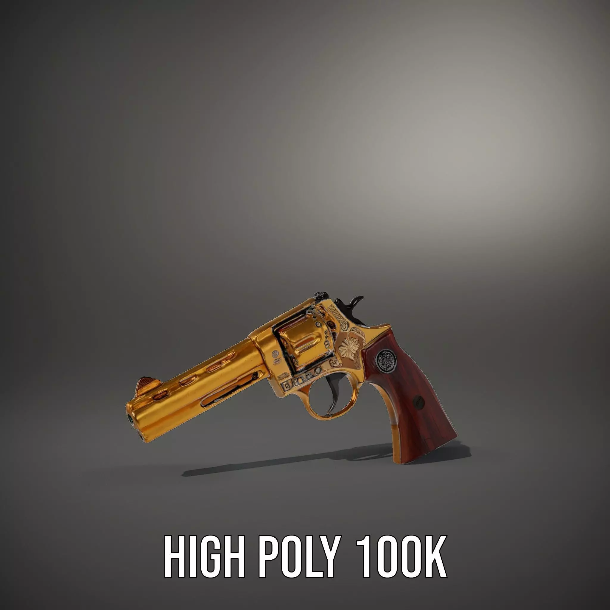 Gold Revolver Engraved model pack Low-poly 3D model_8