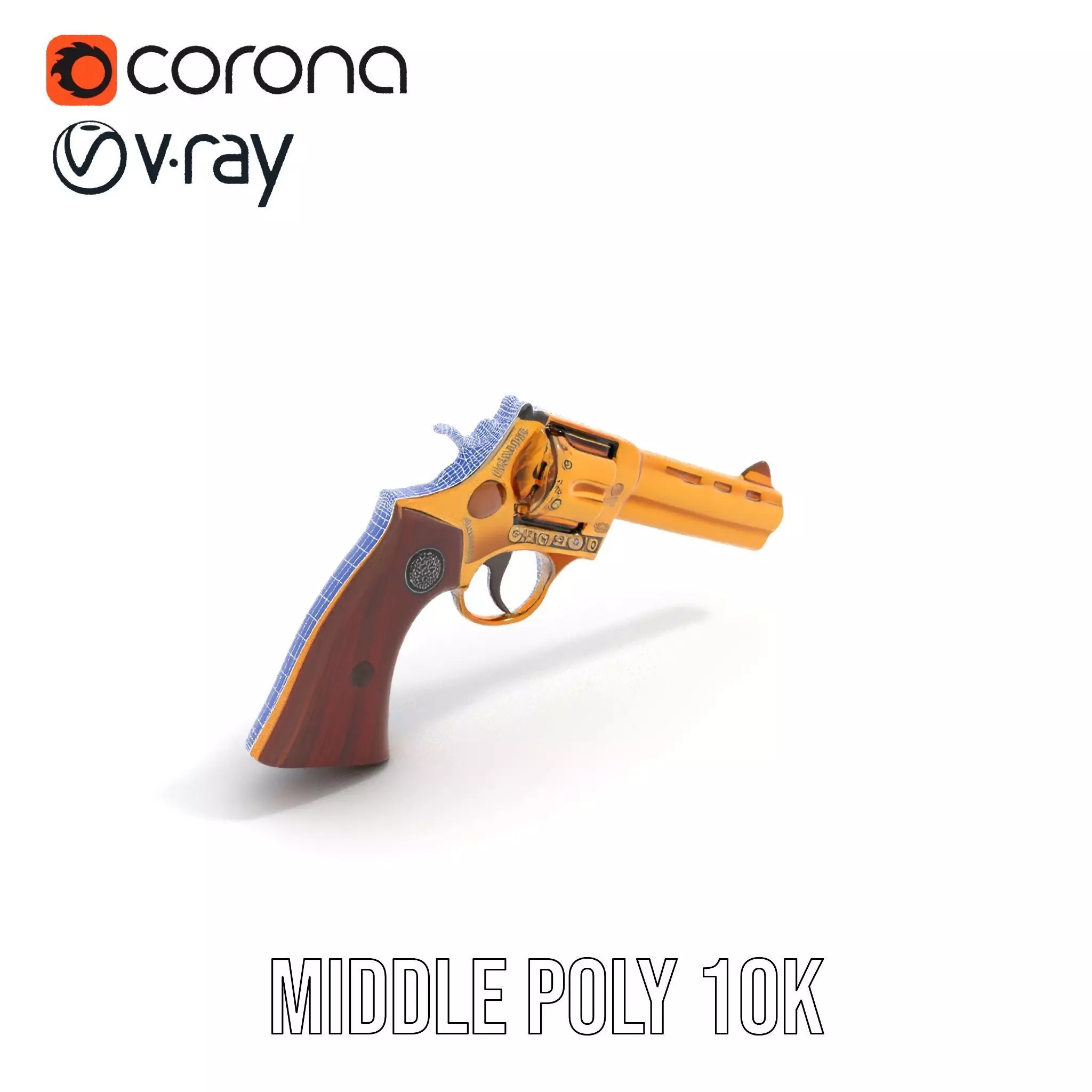 Gold Revolver Engraved model pack Low-poly 3D model_18