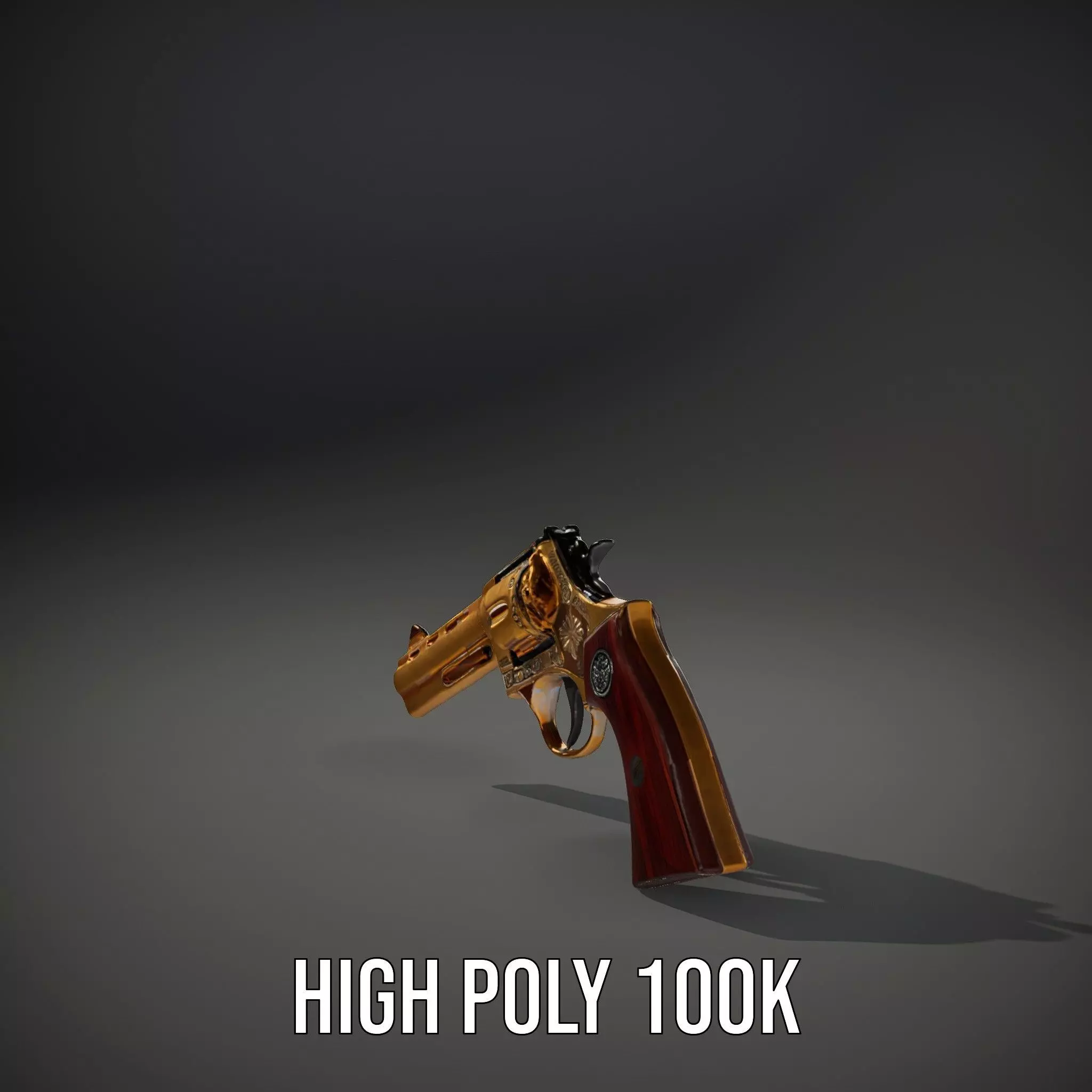 Gold Revolver Engraved model pack Low-poly 3D model_10