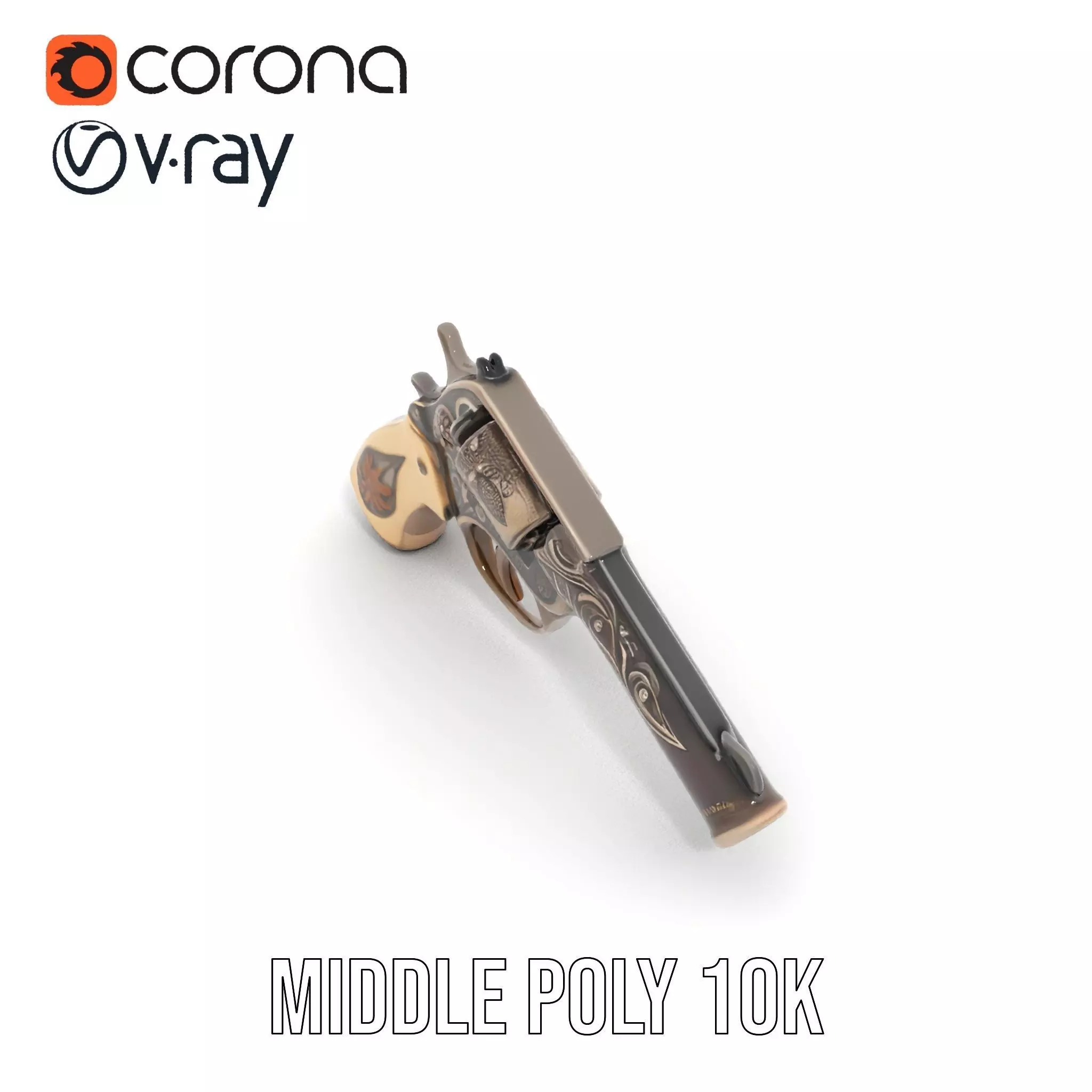 Ornate Revolver model pack Low-poly 3D model_18
