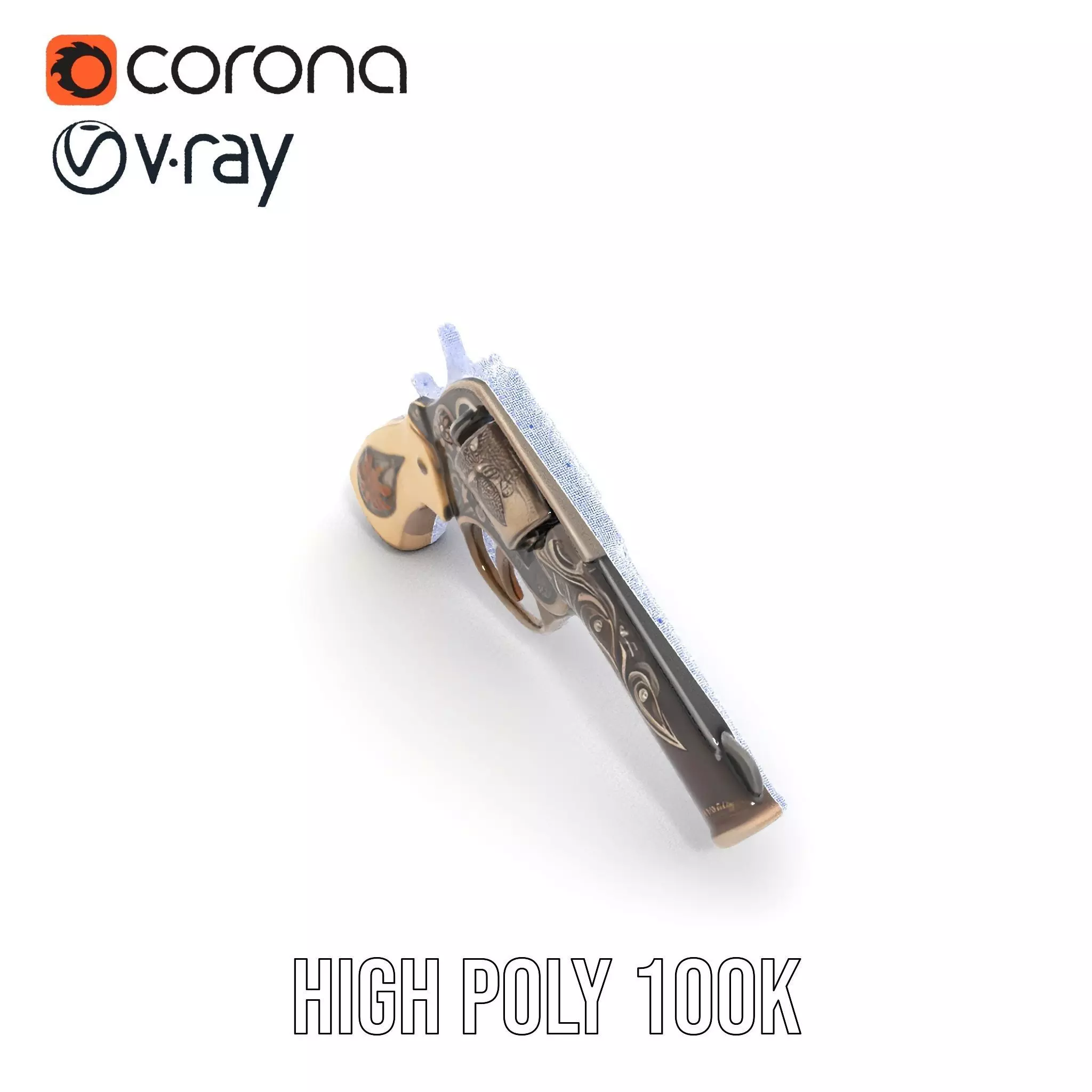 Ornate Revolver model pack Low-poly 3D model_23