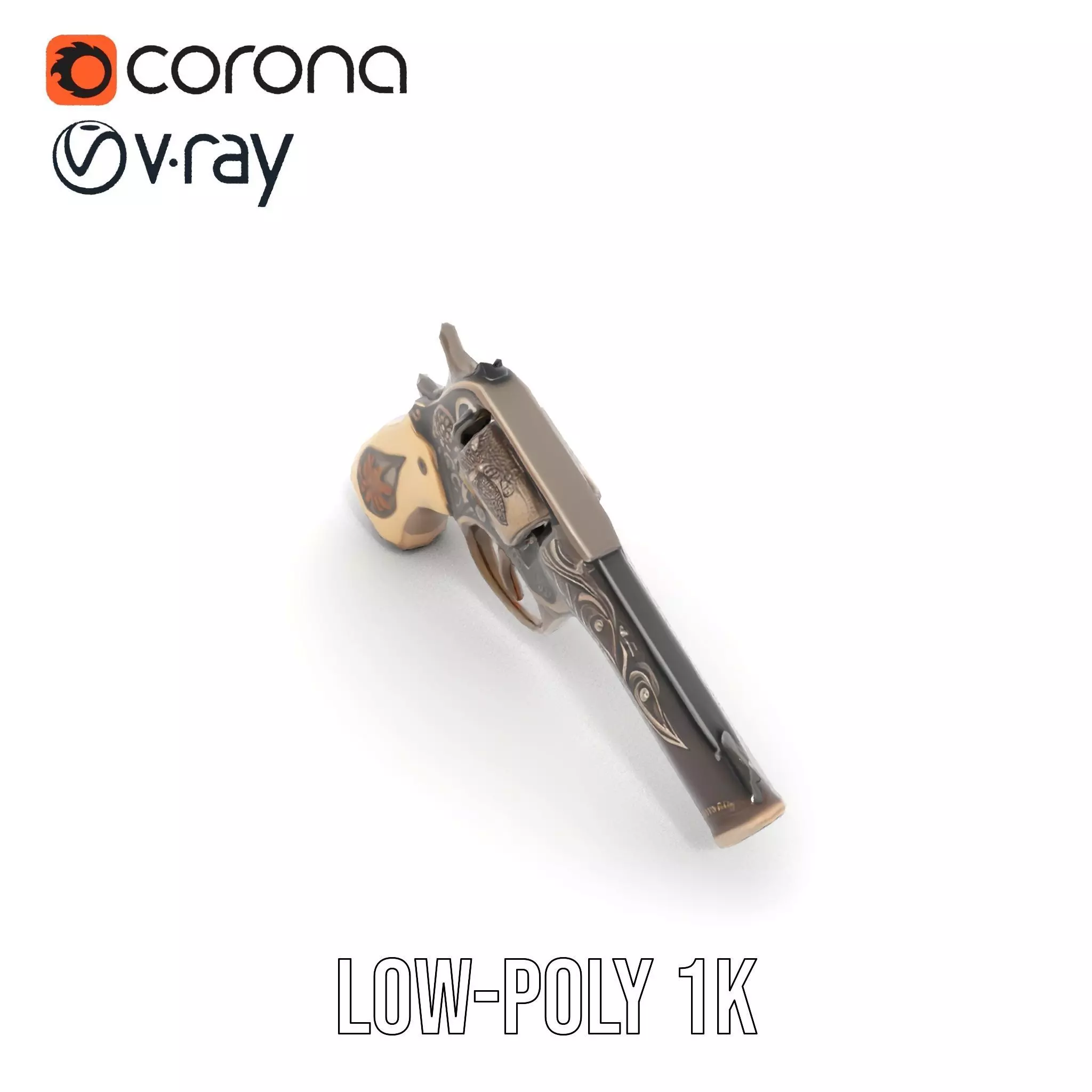 Ornate Revolver model pack Low-poly 3D model_22