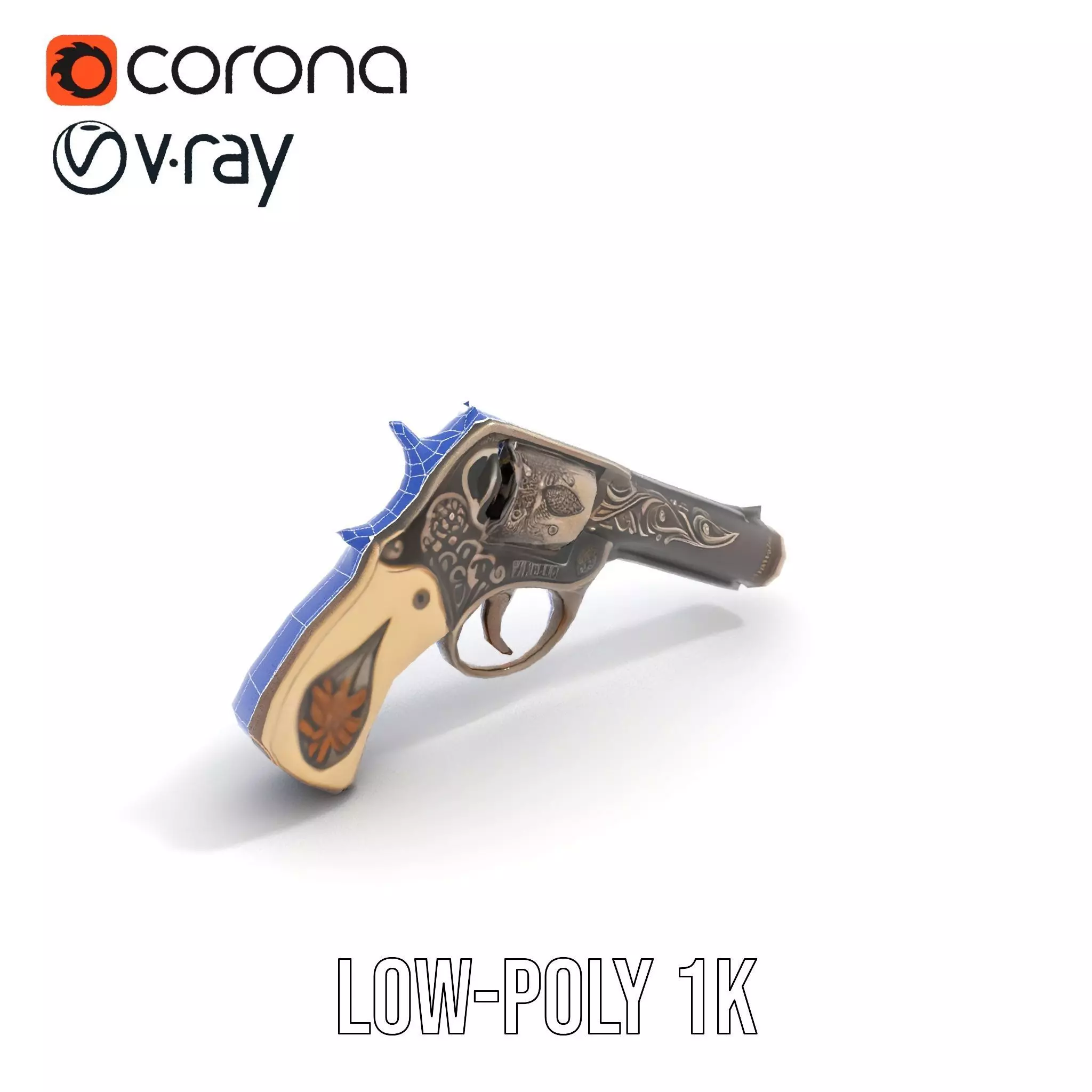 Ornate Revolver model pack Low-poly 3D model_15