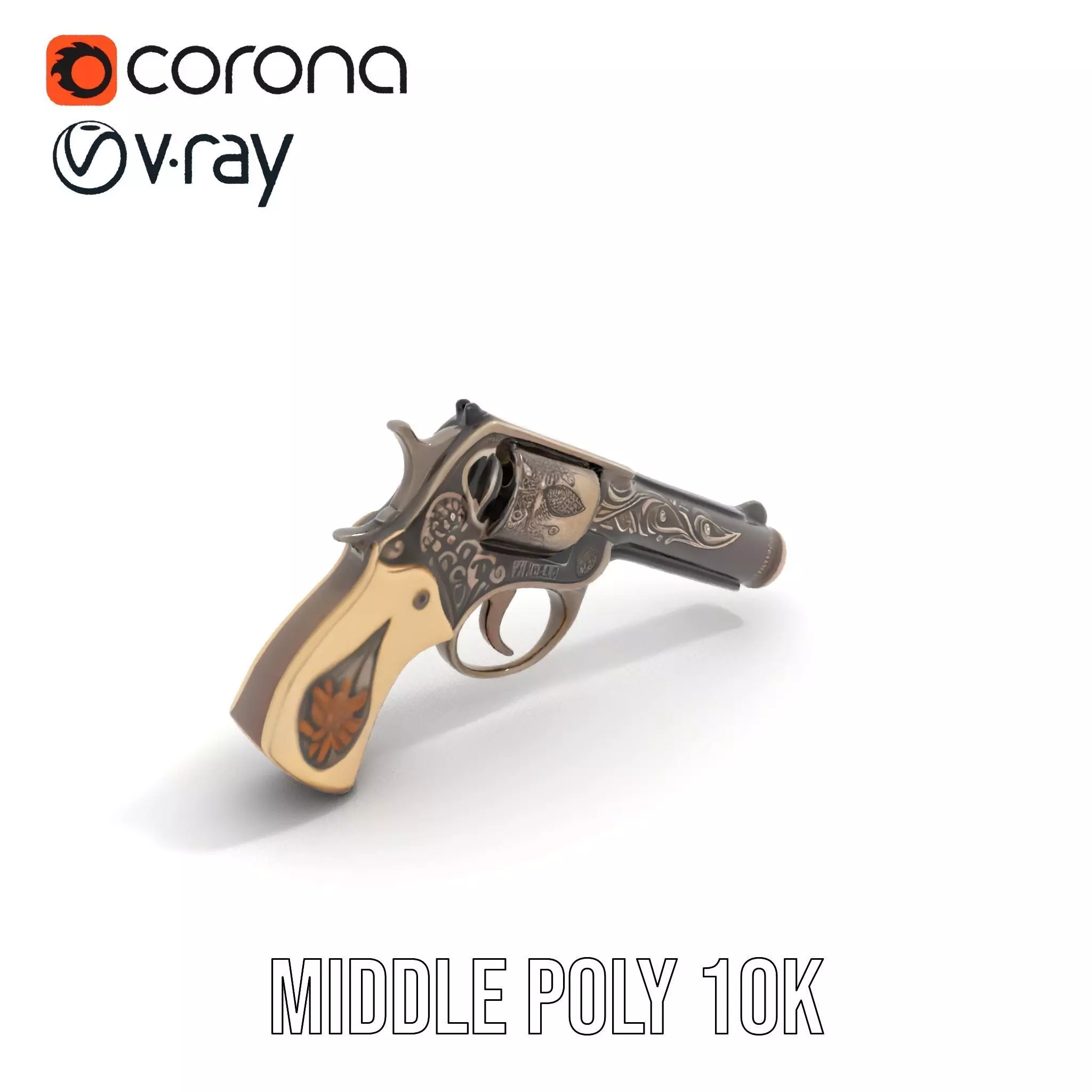 Ornate Revolver model pack Low-poly 3D model_16