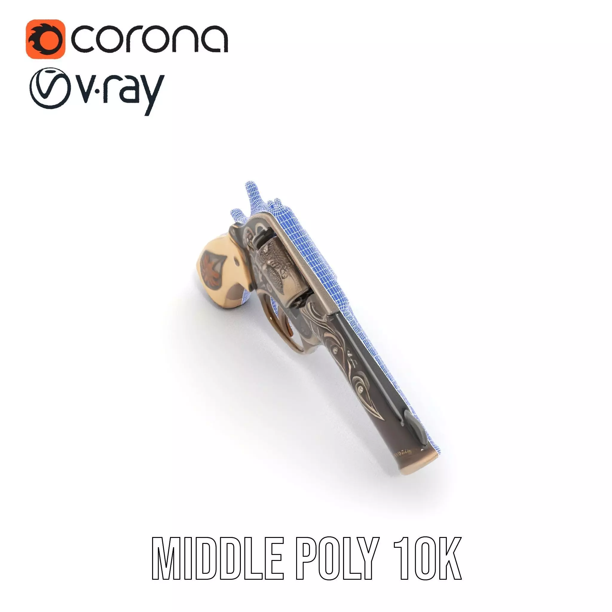 Ornate Revolver model pack Low-poly 3D model_29