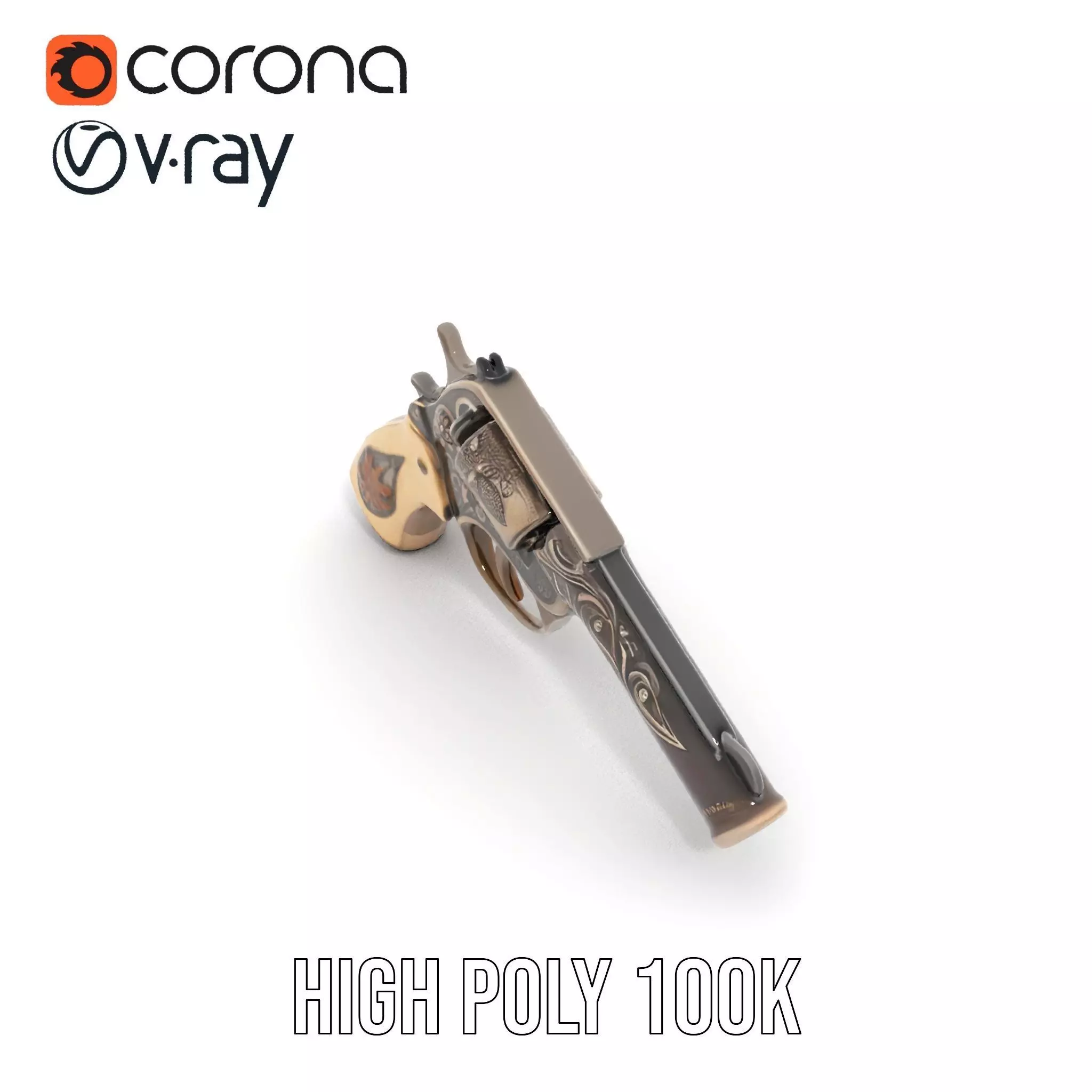 Ornate Revolver model pack Low-poly 3D model_20