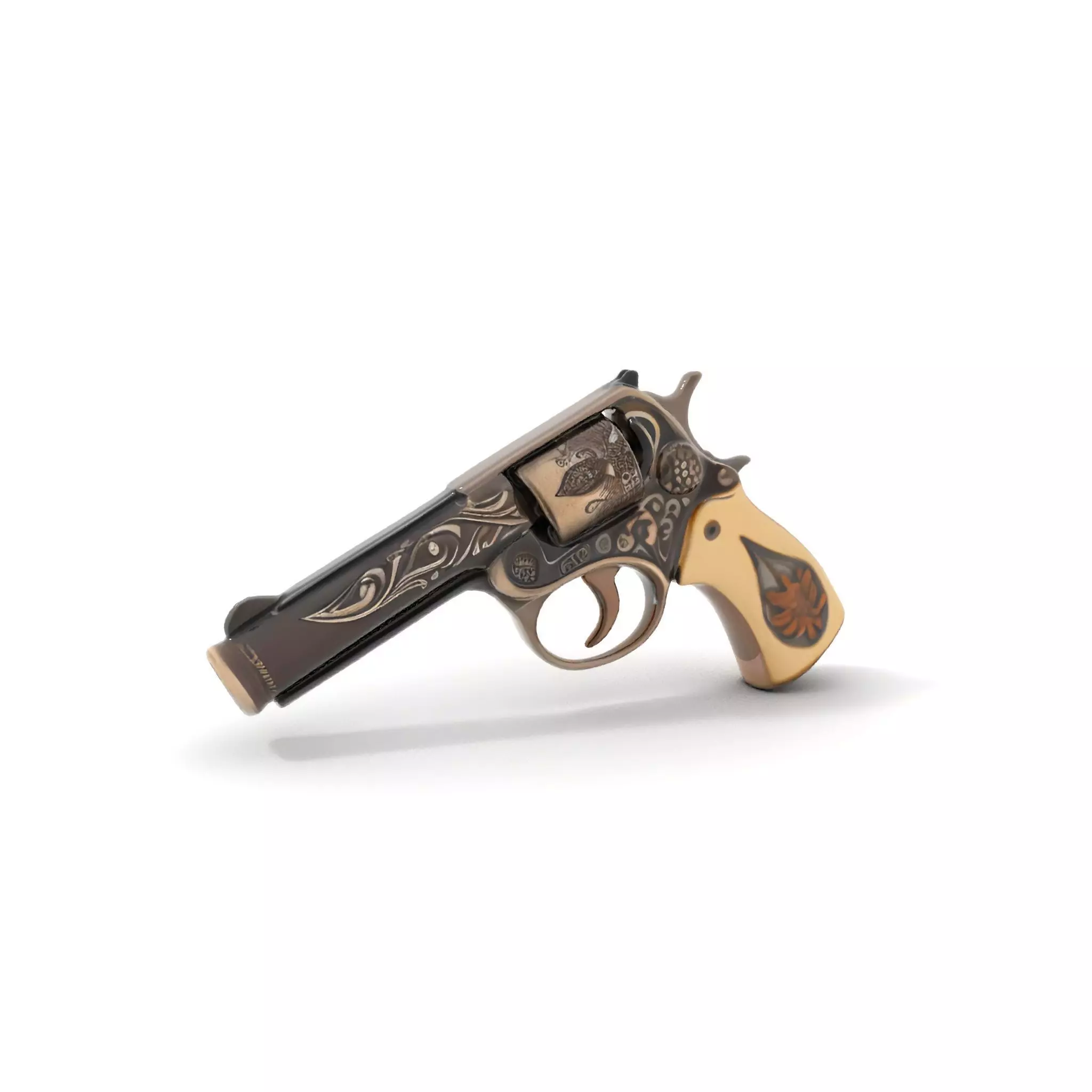 Ornate Revolver model pack Low-poly 3D model_5