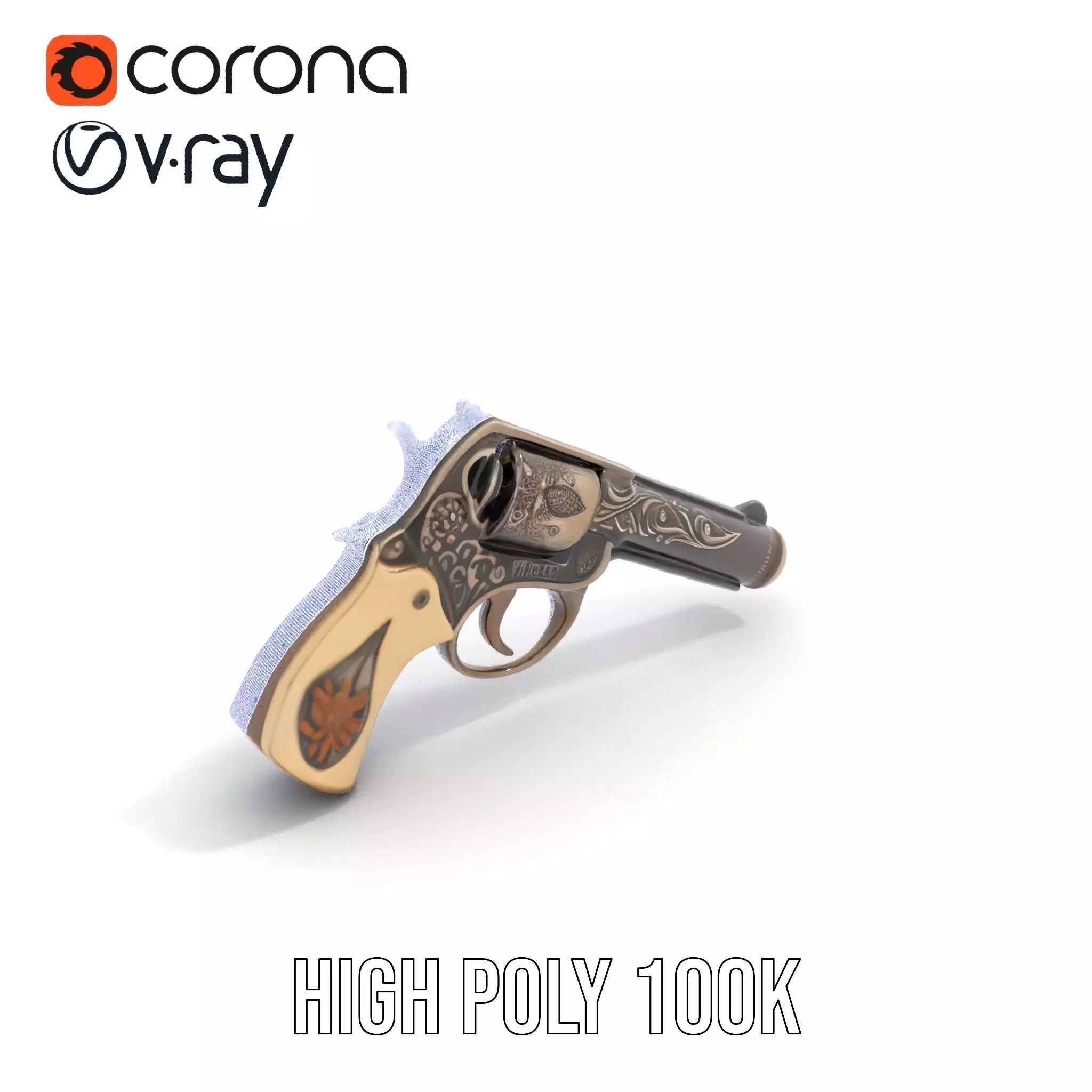 Ornate Revolver model pack Low-poly 3D model_31