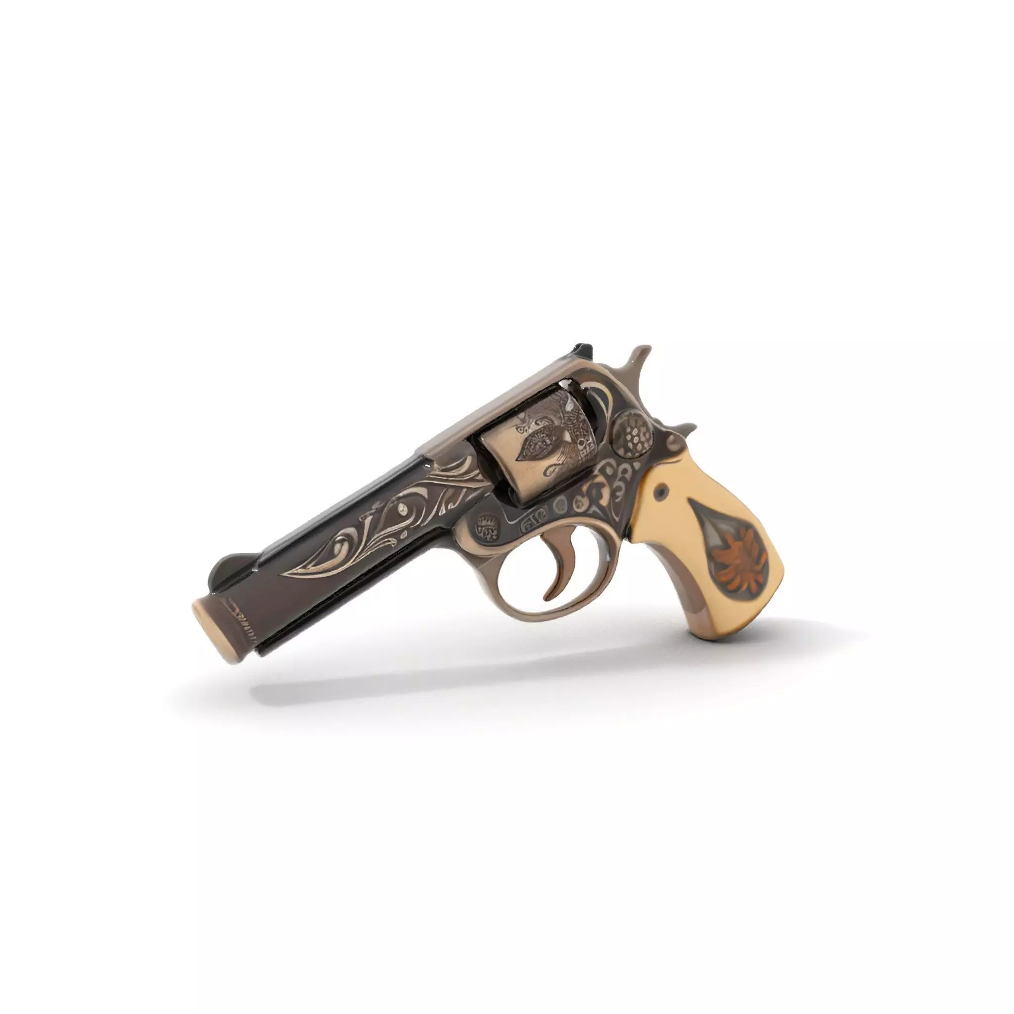 Ornate Revolver model pack Low-poly 3D model_0