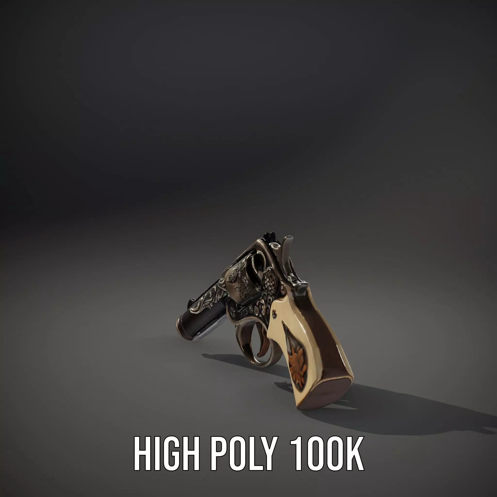 Ornate Revolver model pack Low-poly 3D model_10
