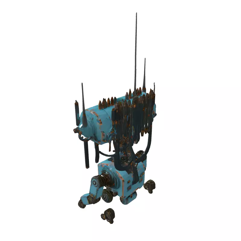 Vintage SciFi Robot with Antennas Low-poly 3D model_5