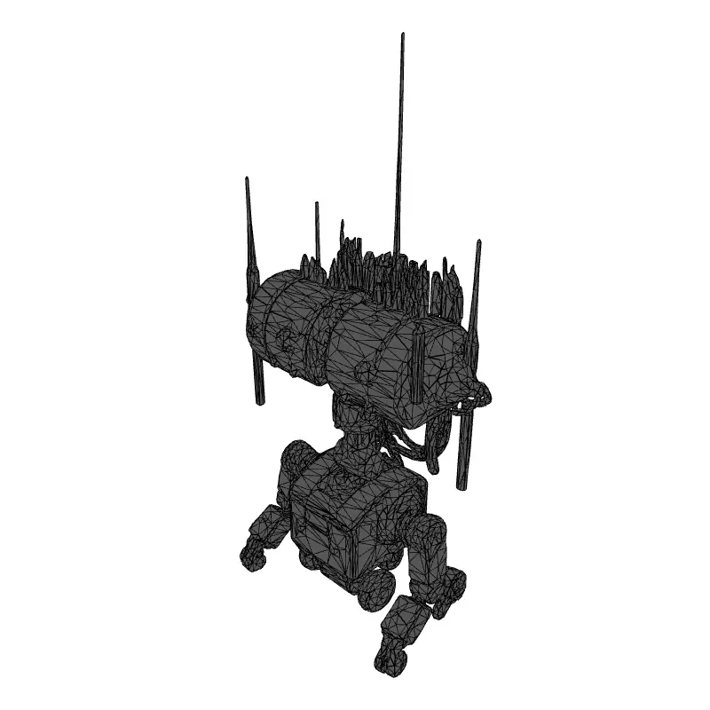 Vintage SciFi Robot with Antennas Low-poly 3D model_9