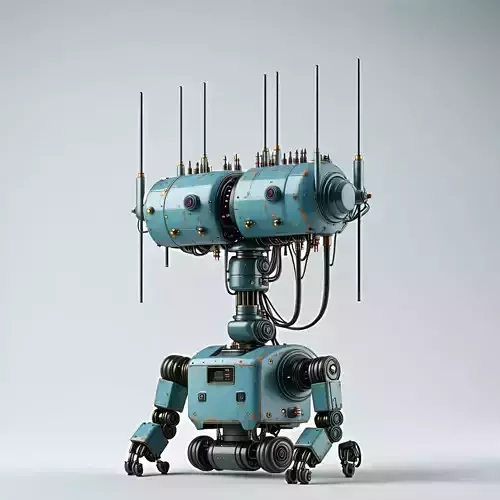 Vintage SciFi Robot with Antennas Low-poly 3D model Vintage SciFi Robot with Antennas Low-poly 3D model