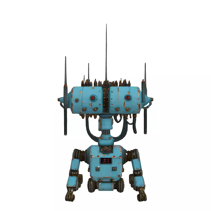 Vintage SciFi Robot with Antennas Low-poly 3D model_4