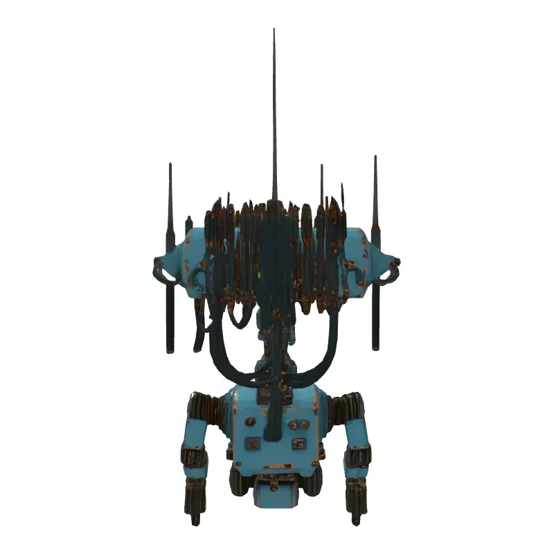 Vintage SciFi Robot with Antennas Low-poly 3D model_7