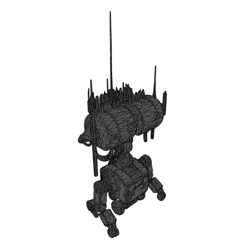 Vintage SciFi Robot with Antennas Low-poly 3D model_1