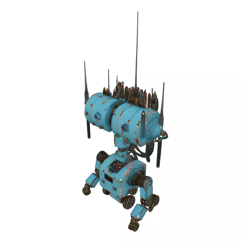 Vintage SciFi Robot with Antennas Low-poly 3D model_2