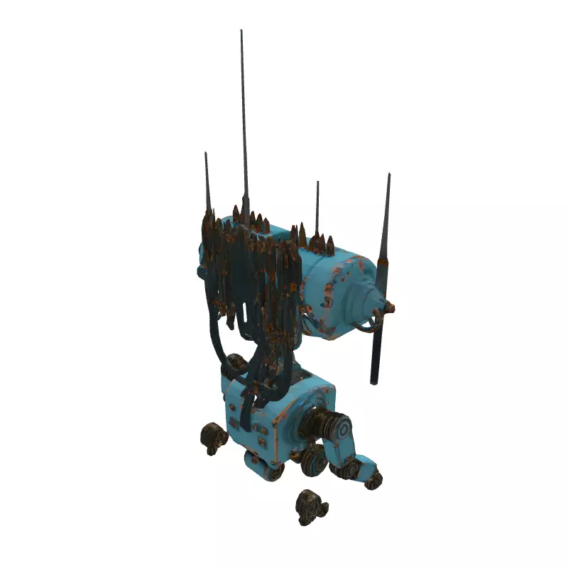 Vintage SciFi Robot with Antennas Low-poly 3D model_6