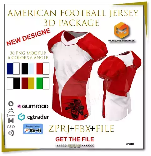American Football Jersey 3D Package
