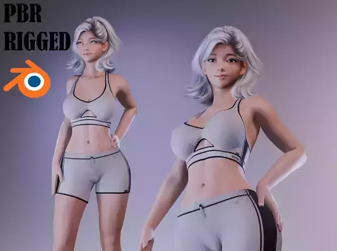 Hot girl Mai - game ready PBR blender 