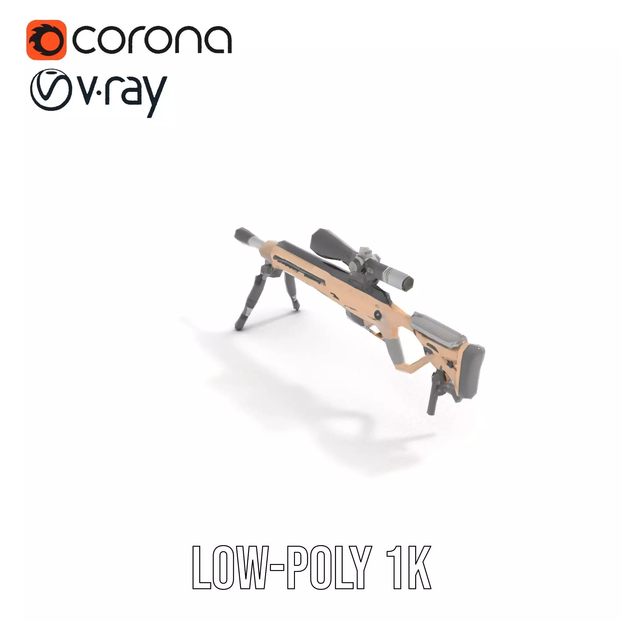 Desert Tactical Rifle model pack Low-poly 3D model_7