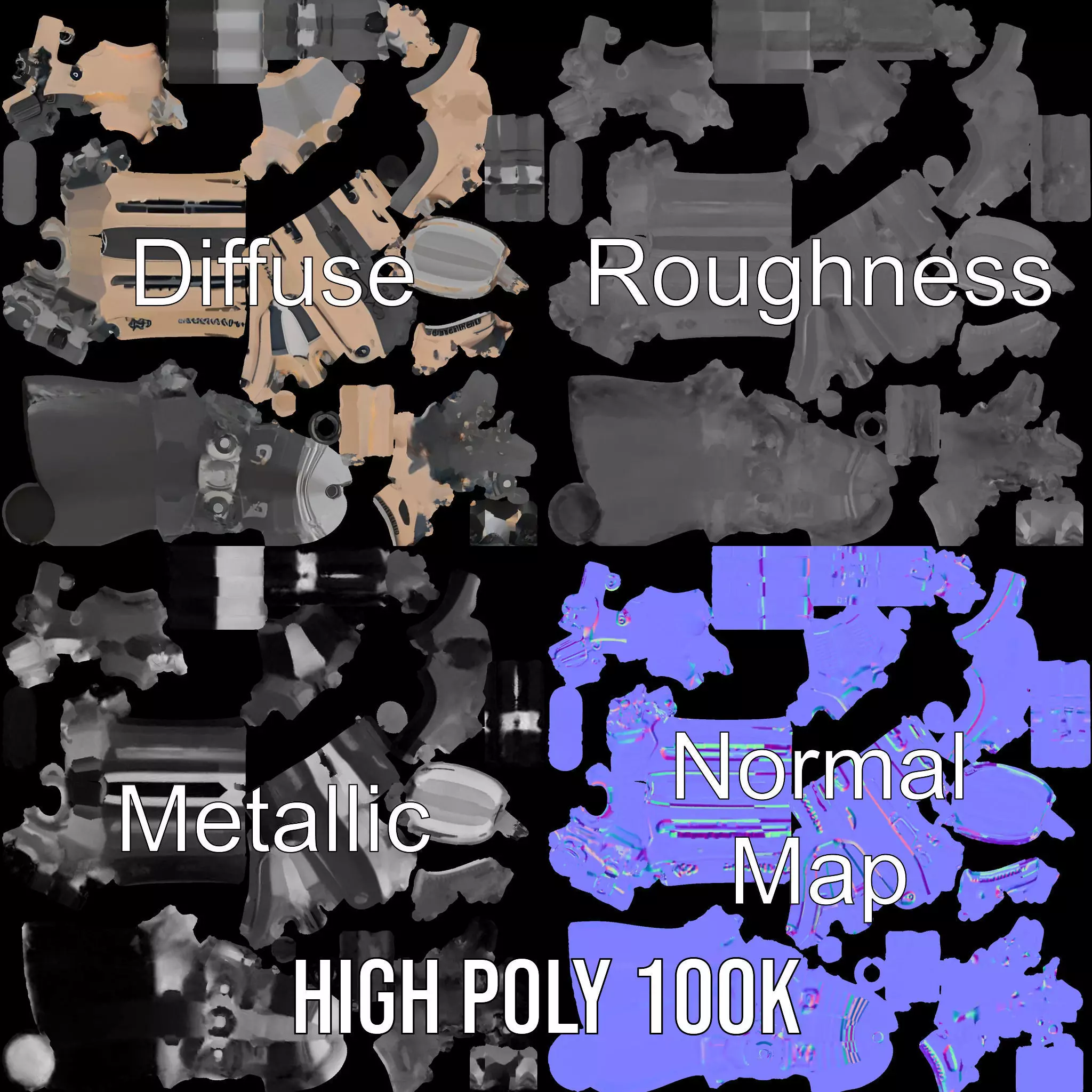 Desert Tactical Rifle model pack Low-poly 3D model_3