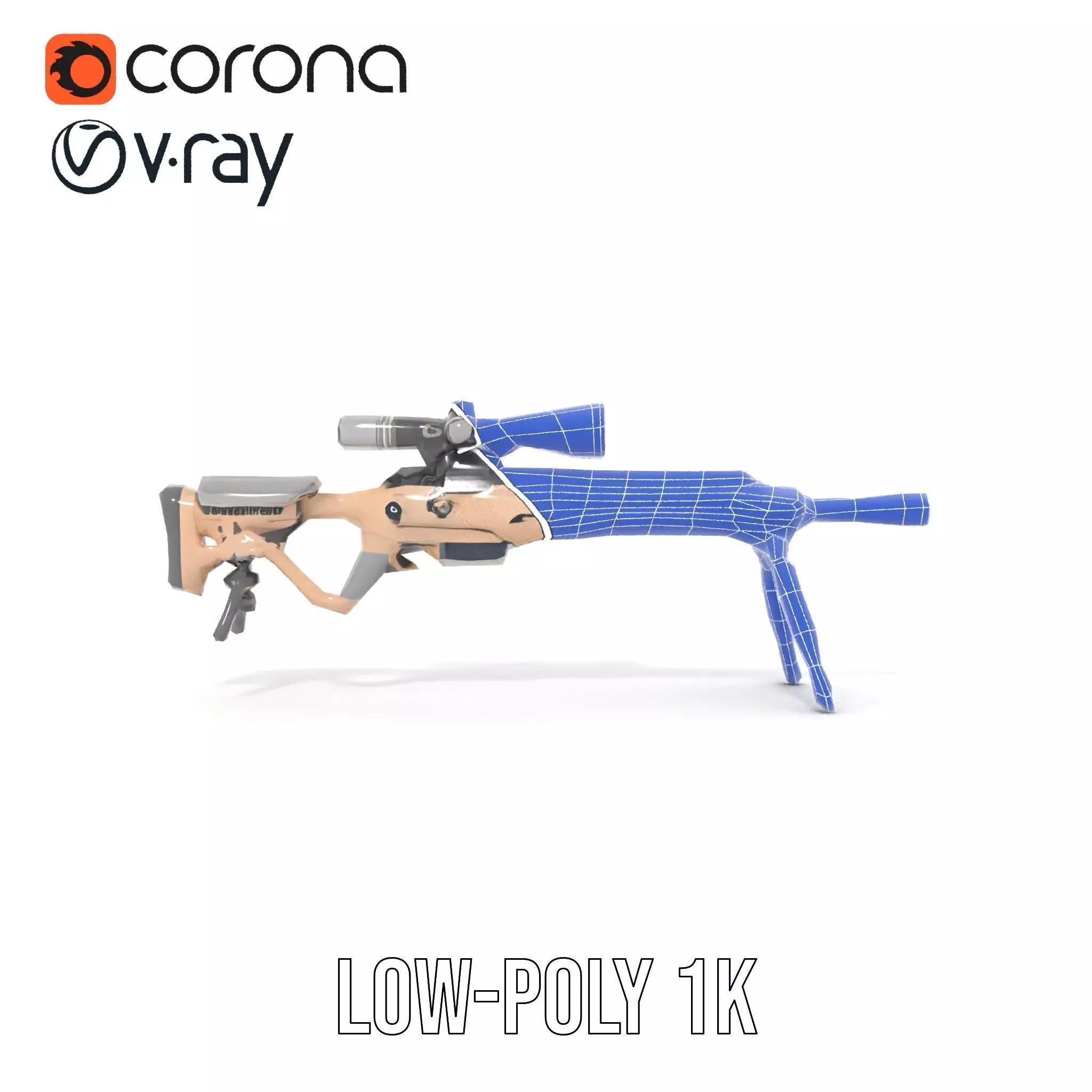 Desert Tactical Rifle model pack Low-poly 3D model_25