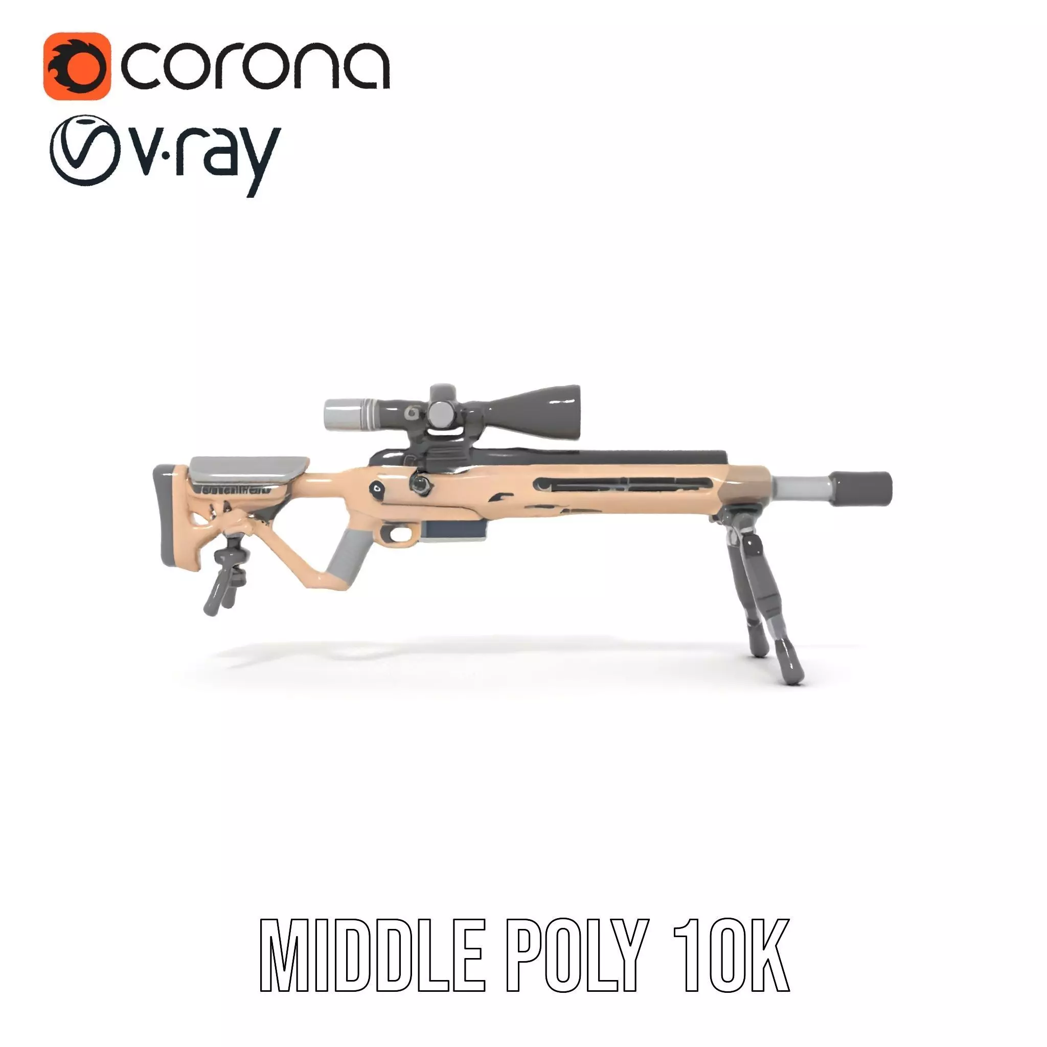 Desert Tactical Rifle model pack Low-poly 3D model_30