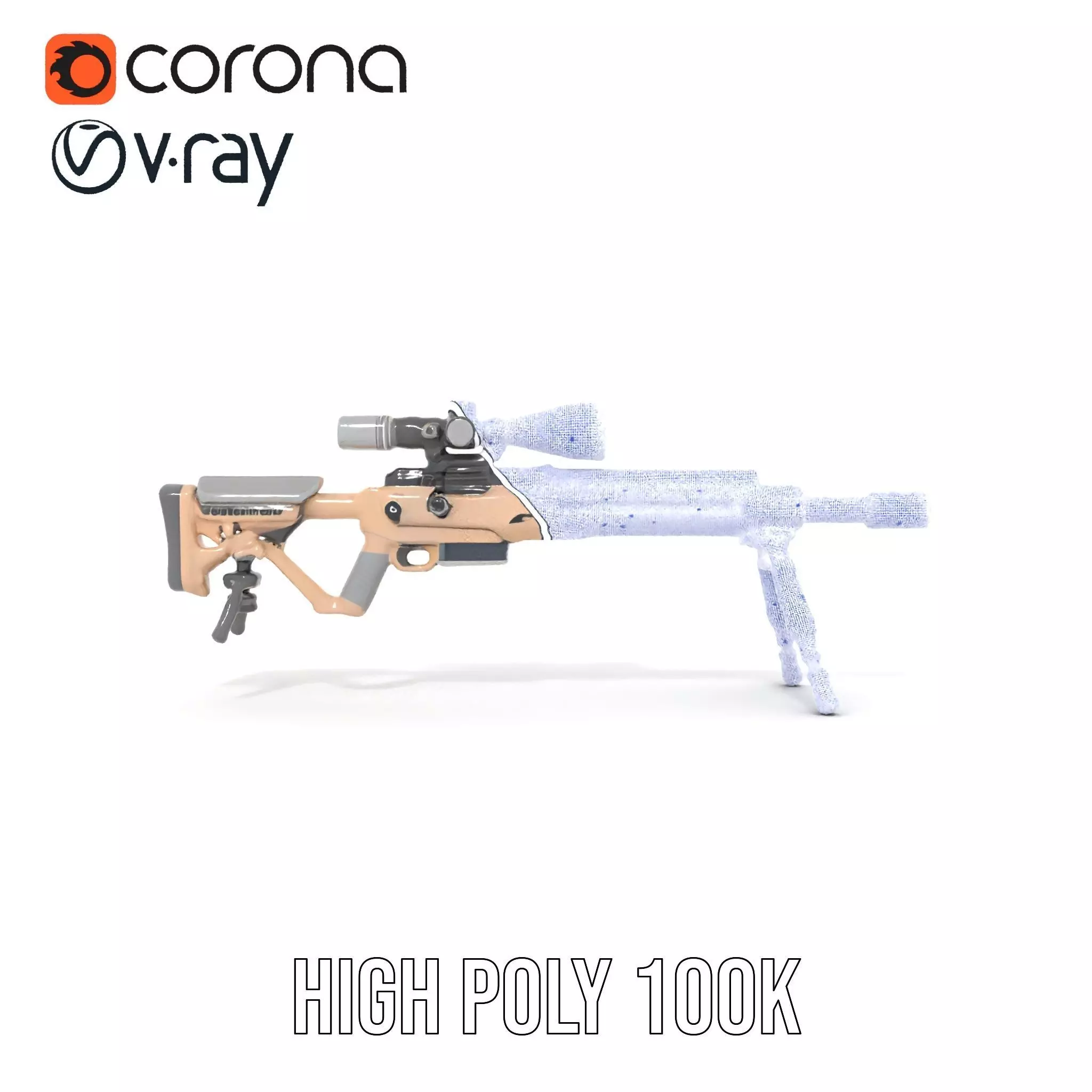 Desert Tactical Rifle model pack Low-poly 3D model_34