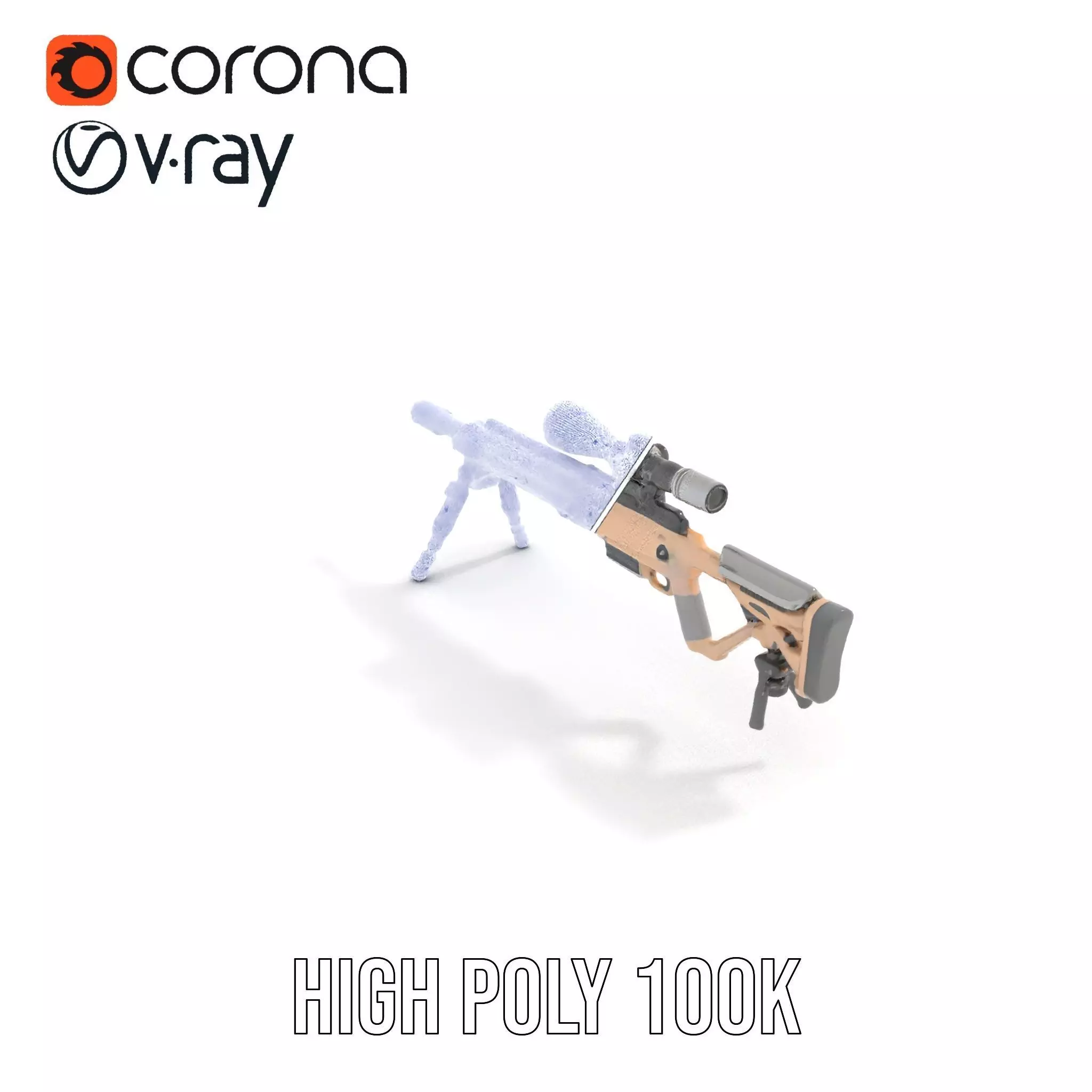 Desert Tactical Rifle model pack Low-poly 3D model_26