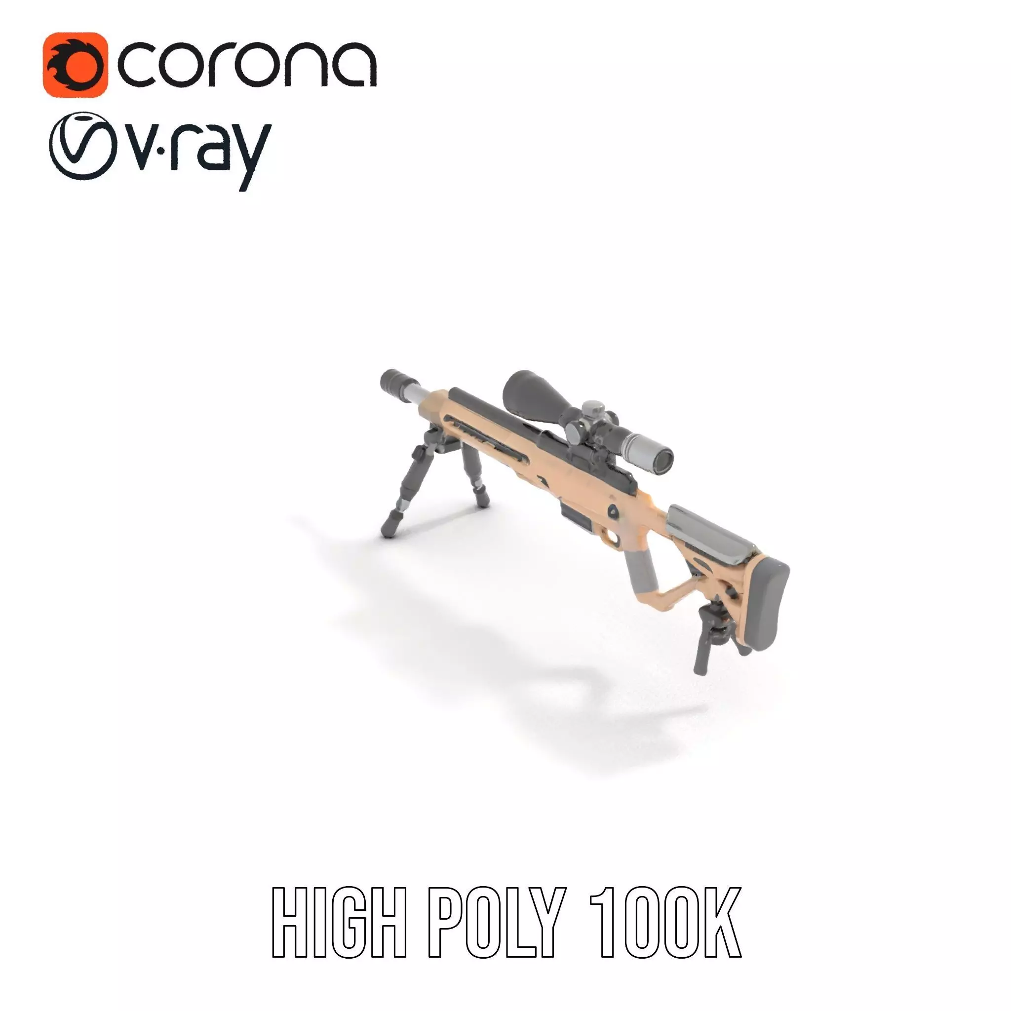 Desert Tactical Rifle model pack Low-poly 3D model_15